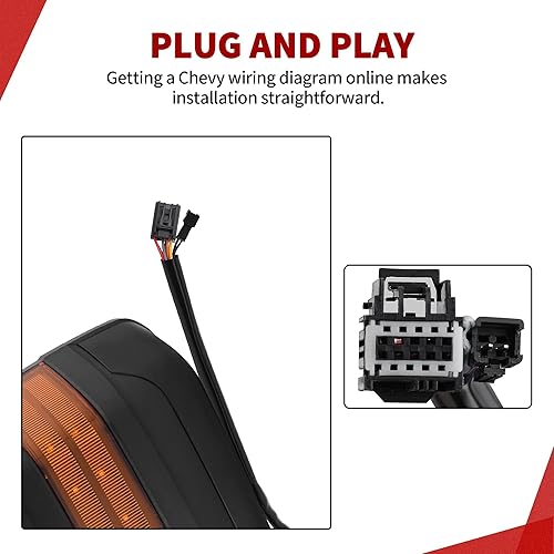 Miniatura 9 de YITAMOTOR Espejos de remolque compatibles con Chevy Silverado 1500 2007-2014, GMC Yukon 2500 Sierra 1500 07-13 2500 Sierra 1500 extensible con luz