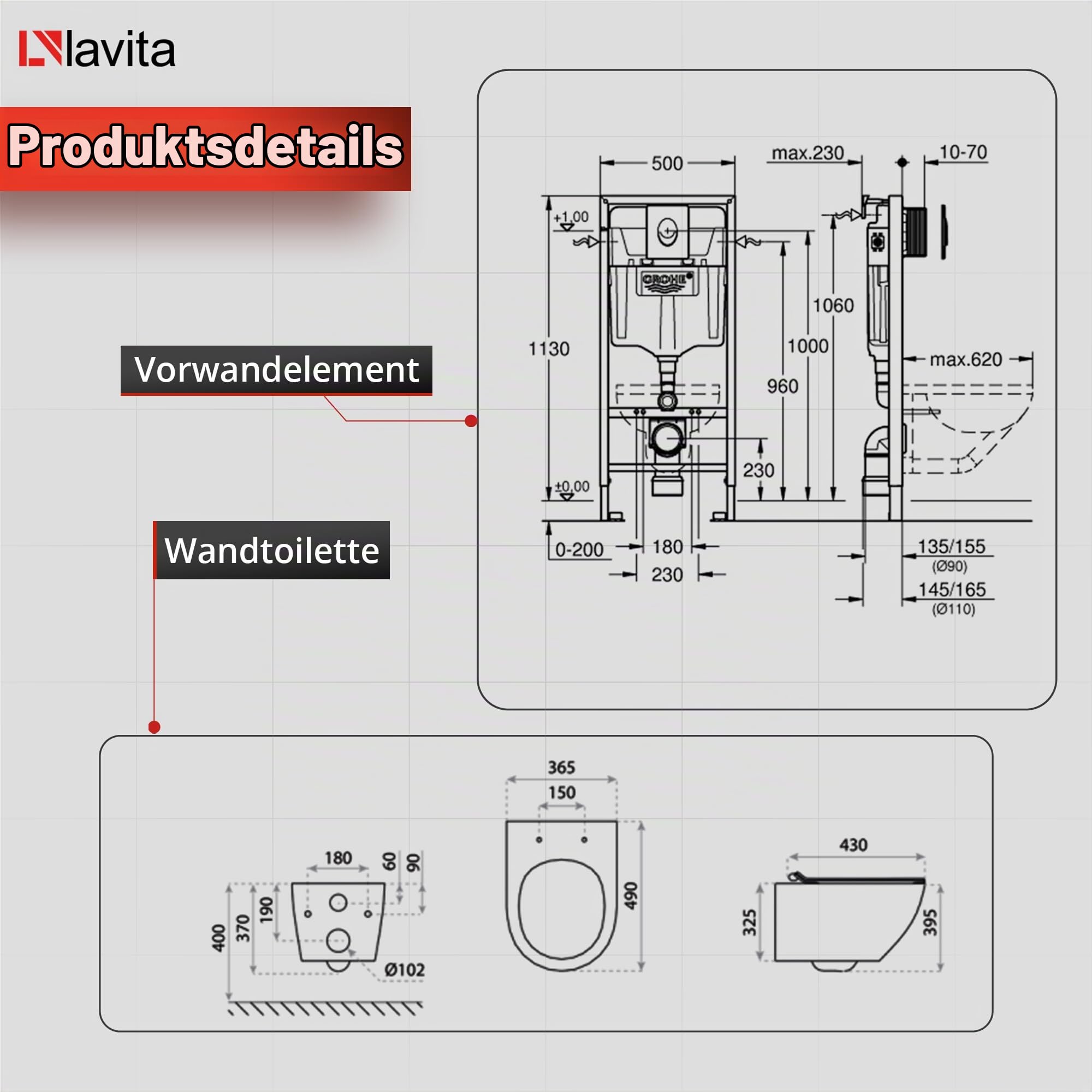 LAVITA Vorwandelement Solido Start + Wand Hänge WC Sofi Slim Golden Eye Gold Spülrandlos + WC-Sitz SoftClose Verchromter Knopf Komplettset Unterputz Spülkasten Toilette Komplett Sett WC