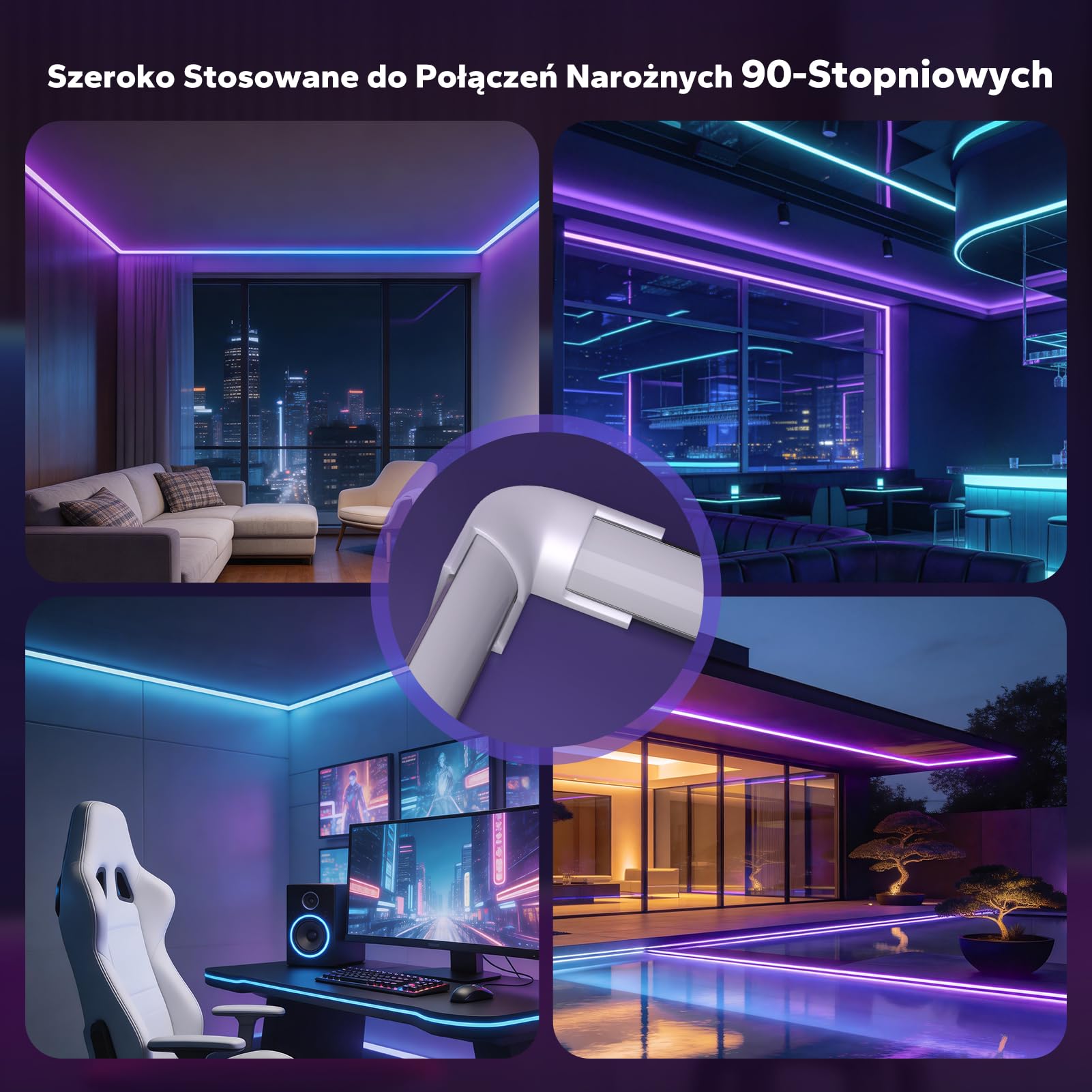 HOMMAND Łączniki narożne 90 stopni 10 szt., złącza narożne do profilu LED, złącza narożne do kanału LED 90 stopni do profilu aluminiowego LED w kształcie V, wkręty w zestawie