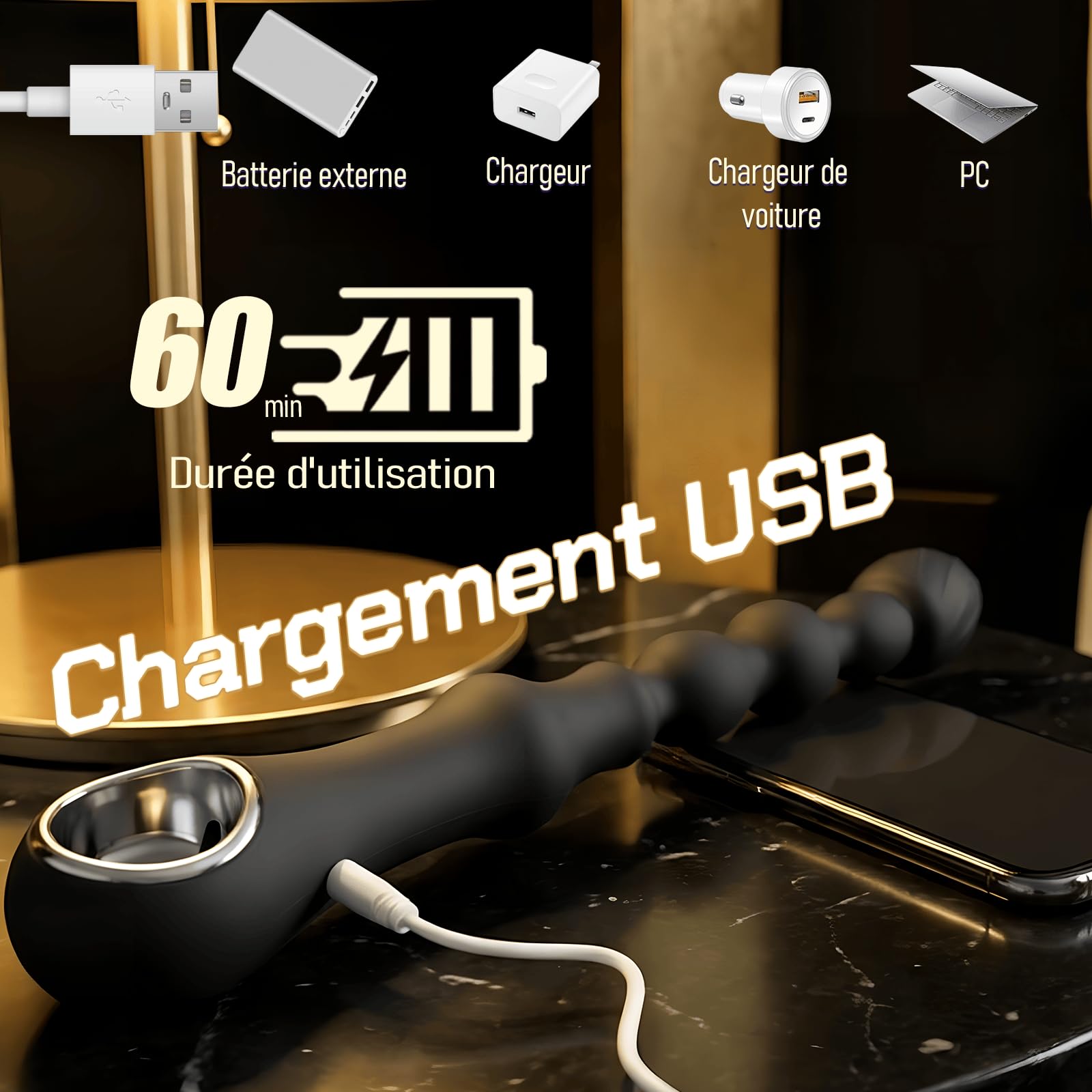 Plugs Anals Vibrantes Perles Masseur de Prostate Gode Anal Extenseur Anus | Stimulateur de Point G avec 7 Modes de Vibration avec Mode Chauffage Vibromasseurs Silicone Anal Vibromasseur Jouet Sexuel