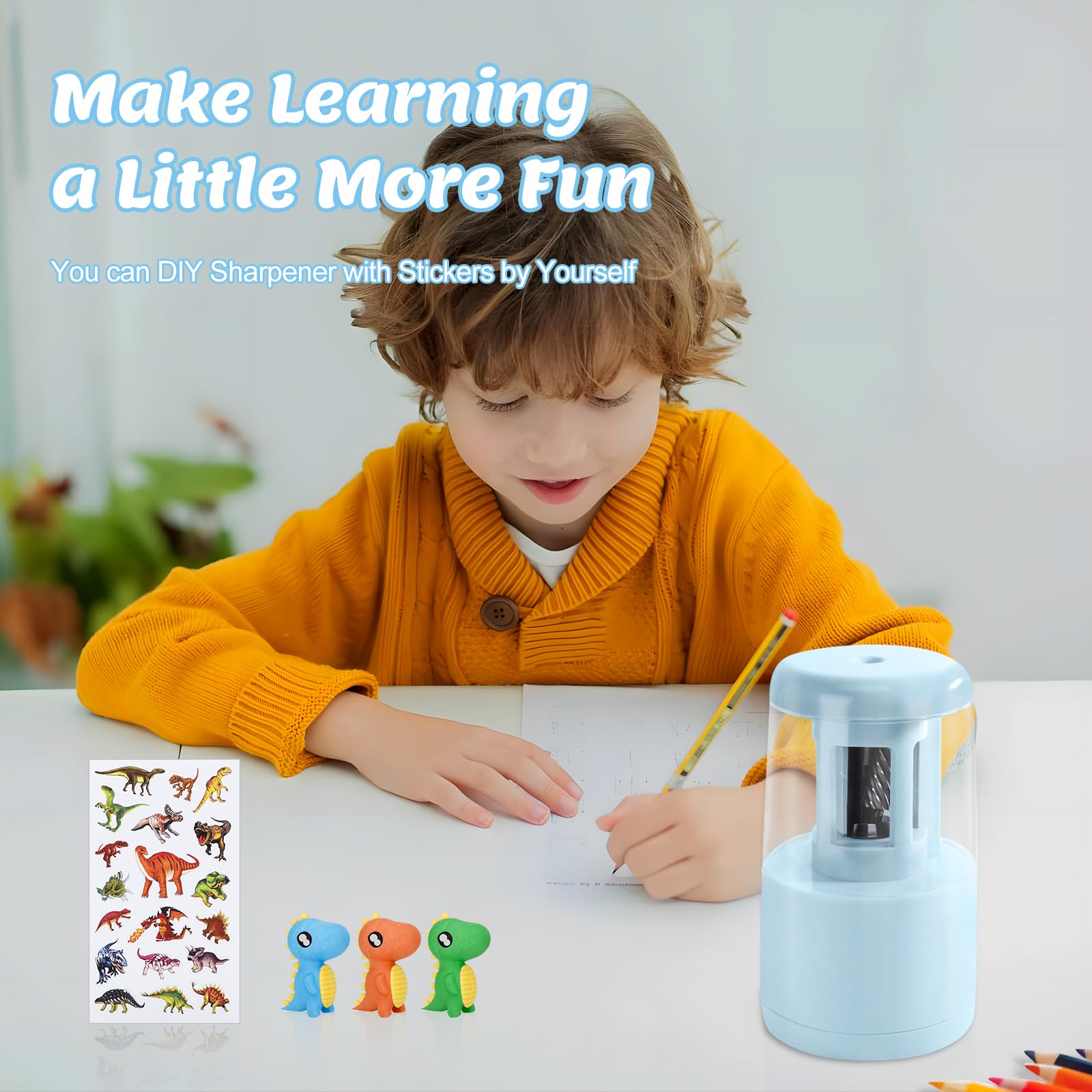 Taille-crayon électrique Pour Enfants - Alimentation Batterie Ou USB, Avec Récipient, Pour Crayons 7-8 Mm