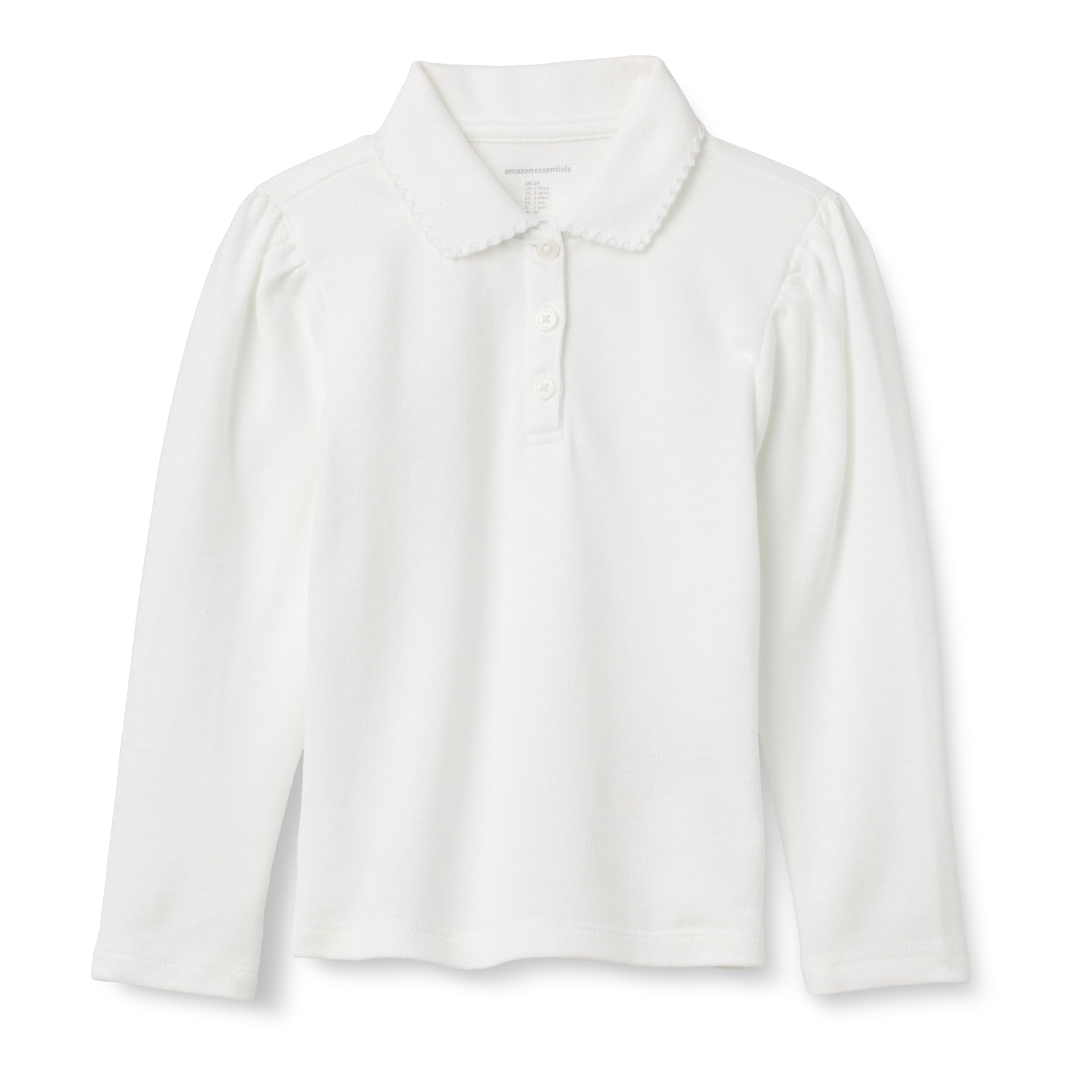 Amazon Essentials Girls and Toddlers' Uniform Pique Long Sleeve Polo Shirt