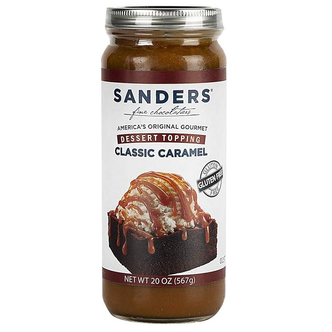 Sanders Caramel Topping Sauce, Ice Cream Sundae Dessert Topping, 20 oz Jar