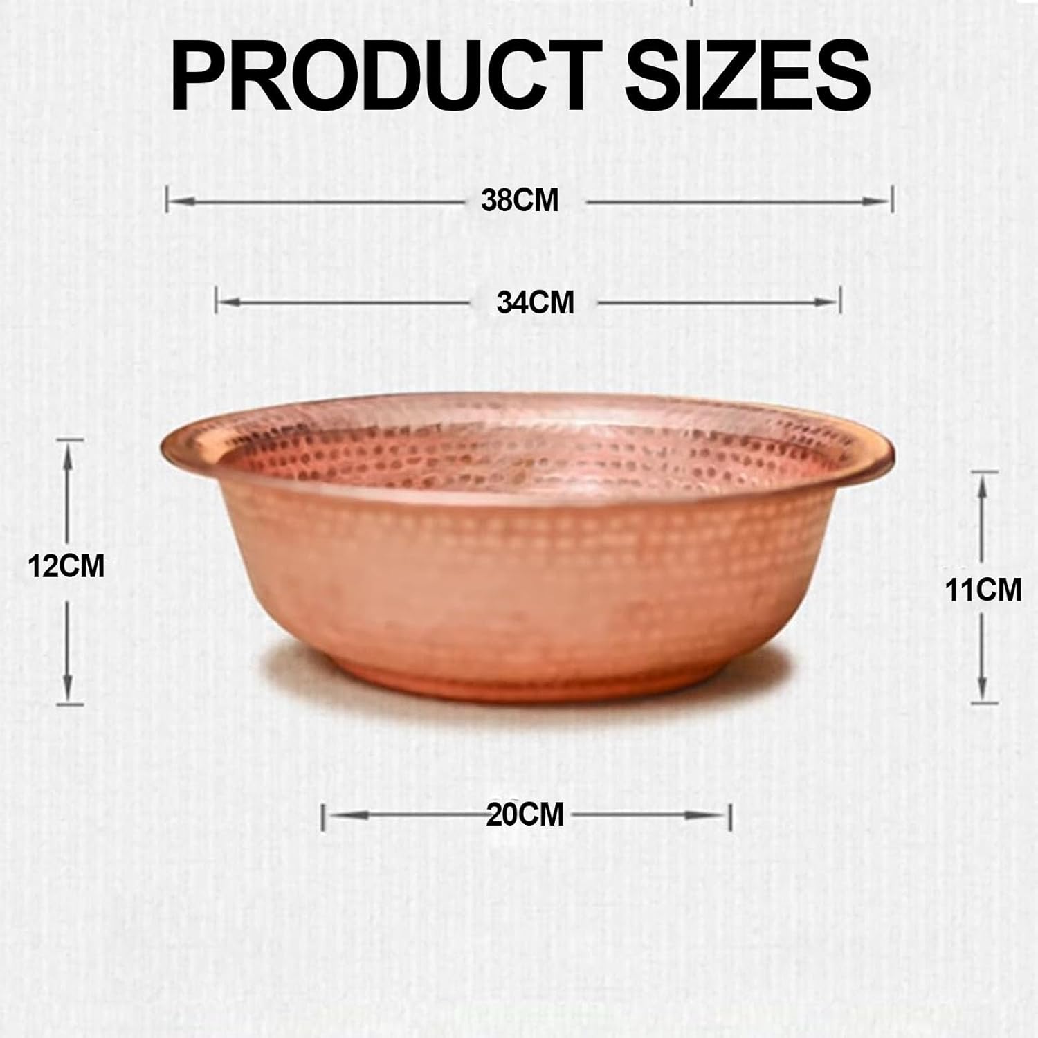 Hand-Hammered Copper Basin, Portable Foot Soak Bowl, Portable Pedicure Copper, Bowl Foot Soak Copper, Bowls Copper Fire Bowl for Face Washing Foot Bath for Face Washing Foot Bath