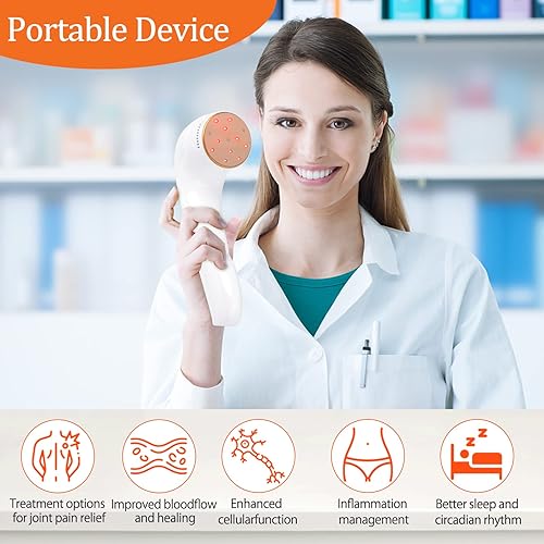 Miniatura 6 de Dispositivo de terapia de luz roja, dispositivo de terapia de luz infrarroja cercana para alivio del dolor, 3x808nm +10x650nm, terapia de luz roja