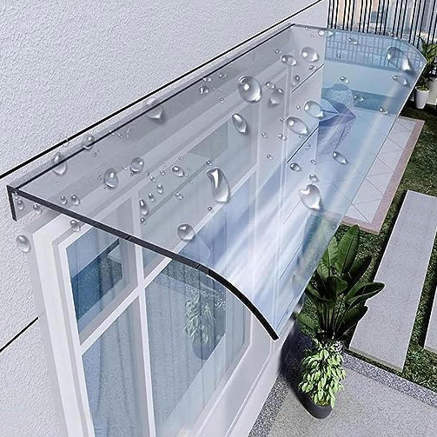 CZYZMDD Transparent Door Canopy 3.5mm Polycarbonate Awning 40x100cm (15.75''x39.37'') Durable Outdoor Shelter Rain & Sun Protection for Entryways
