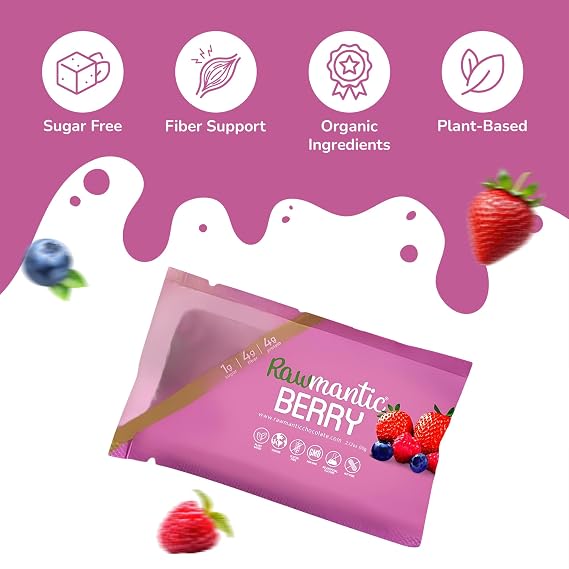 Rawmantic Berry Energy Bar (12 Mini Bars x 60g) Organic Passion Fruit & Mixed Berries,Puffed Quinoa, Sorghum, Millet & Buckwheat - No Artificial Flavors, Plant-Based, Non-GMO & Kosher