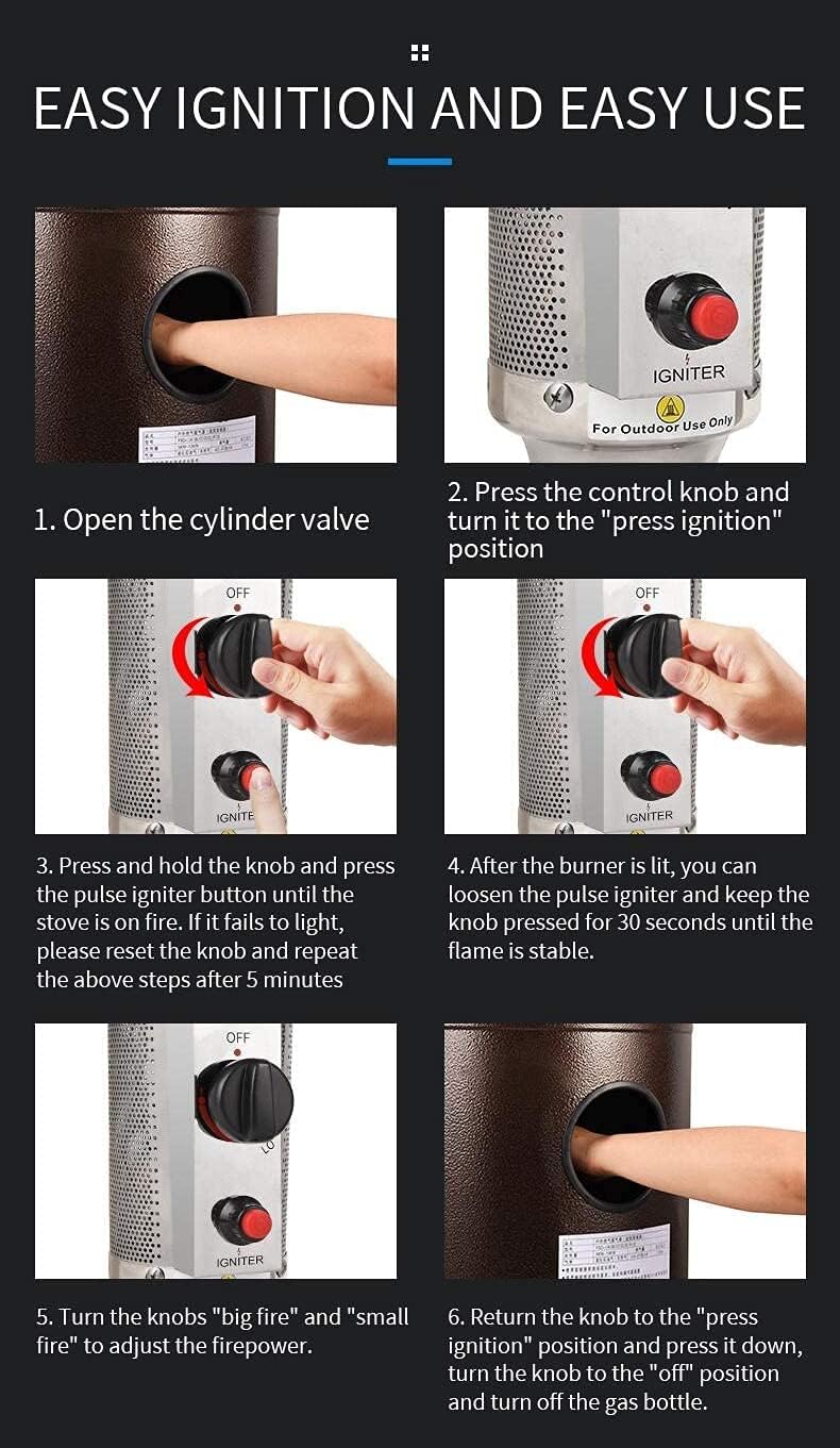 LivGzrm Propane Patio Heater Outdoor Heaters - 【US in Stock】 48000BTU Portable Propane Heater with Rainproof Cover and Wheels,Space Heater,Bronze Outdoor Heater Patio Heaters : Patio, Lawn & Garden