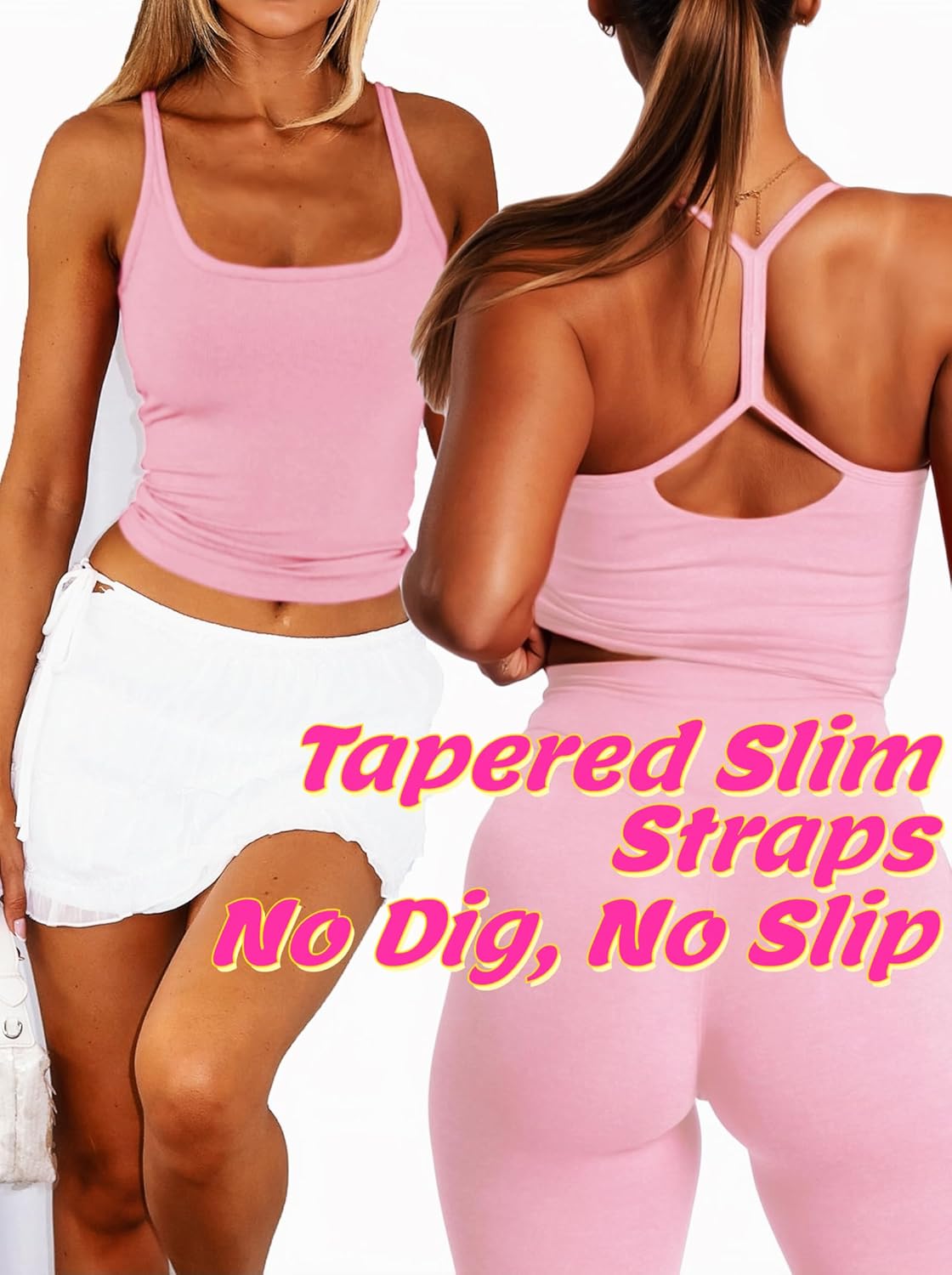 Women's Workout Tank Tops Padded Backless Slim Bras Racerback Cropped Yoga Camisole - Image 4