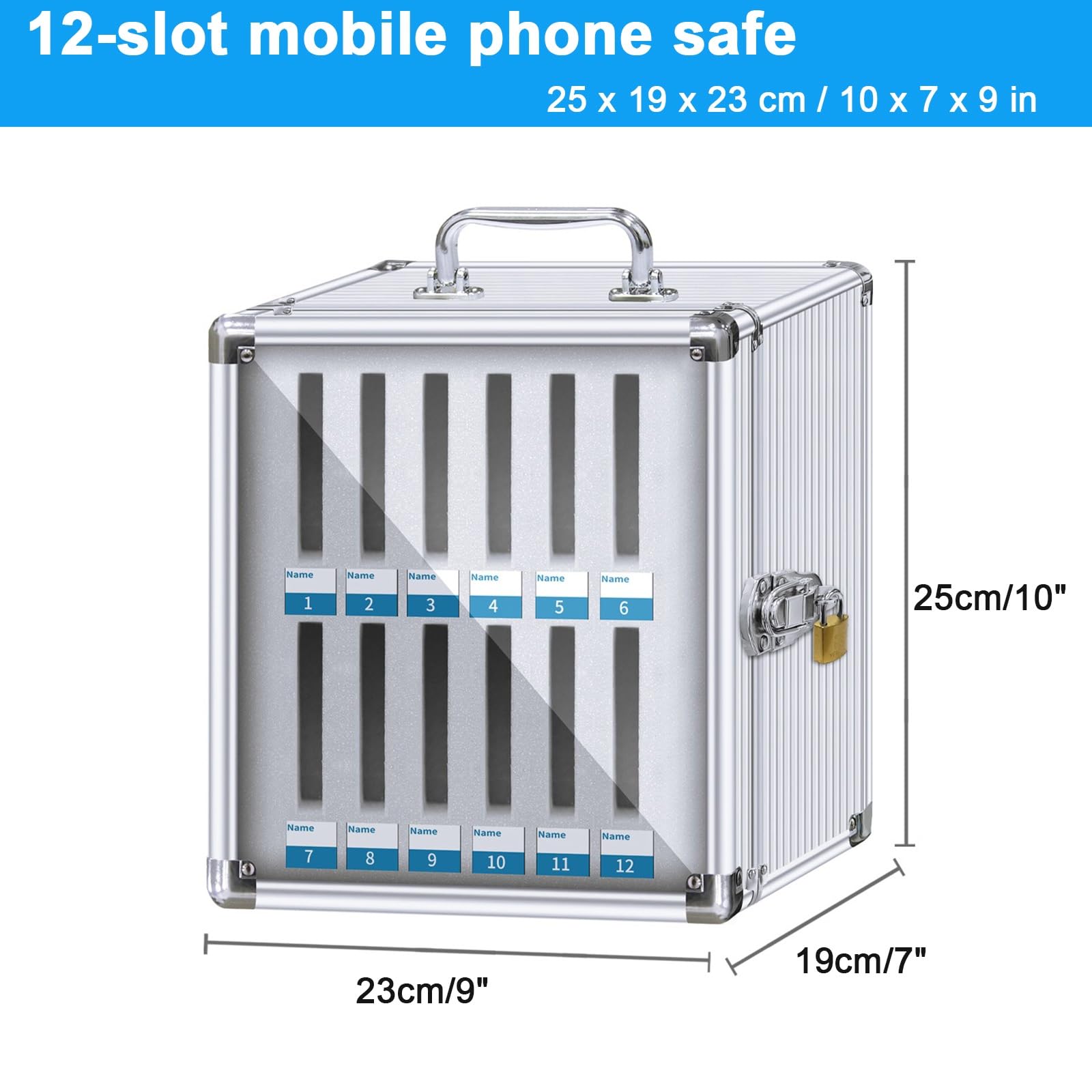 Casier mural pour téléphone portable – Boîte de rangement sécurisée avec clé pour bureau, salle de classe, salle de sport – Tableau de poche compact (25 x 19 x 23 cm)