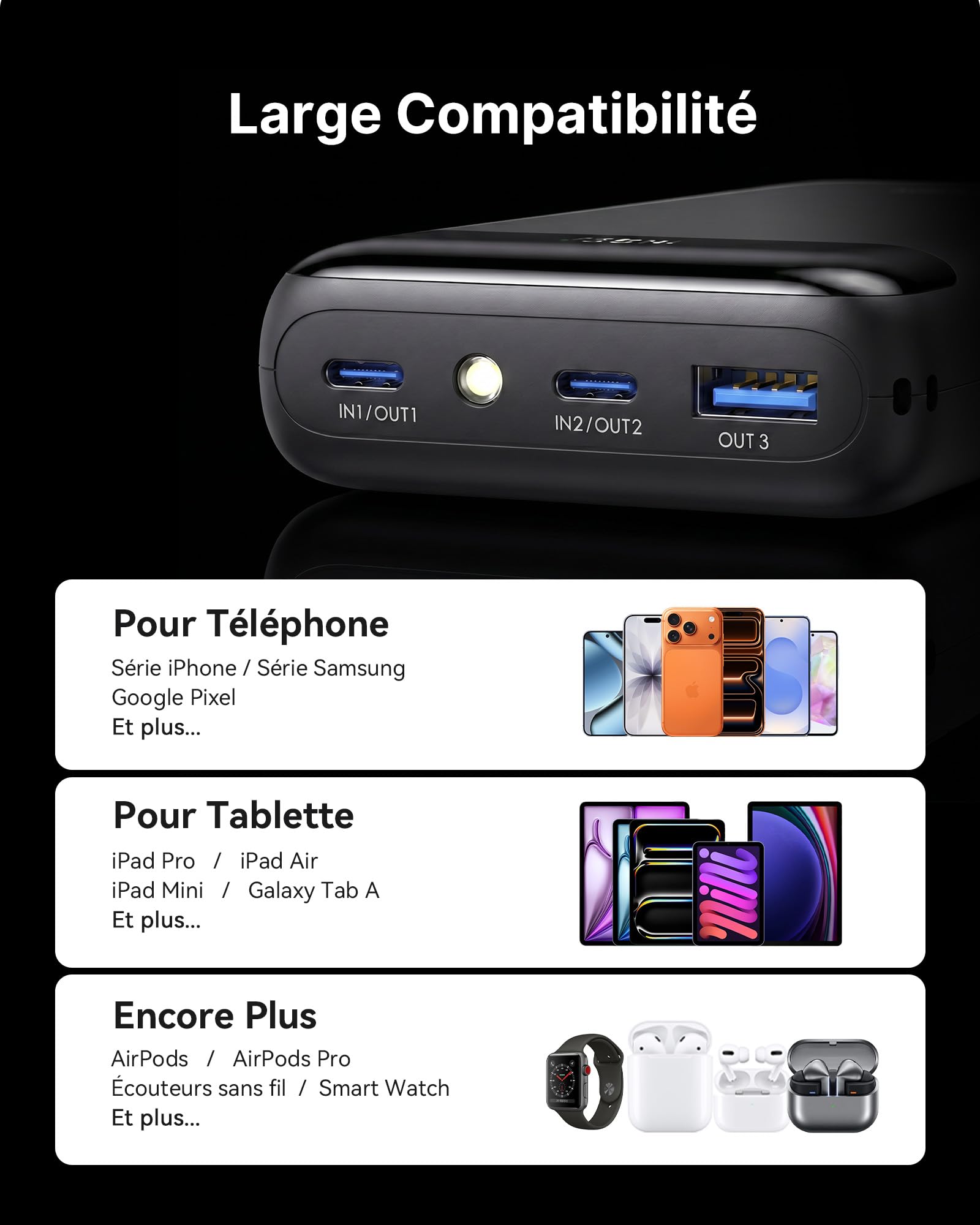 INIU Ultrapequeño 20000mAh Power Bank, 22,5W Carga Rapida Bateria Externa con Cable USB C Desmontable, Apto para Avión, Esenciales de Viaje, Bateria Portatil para iPhone 17 16 Samsung, iPad Xiaomi etc