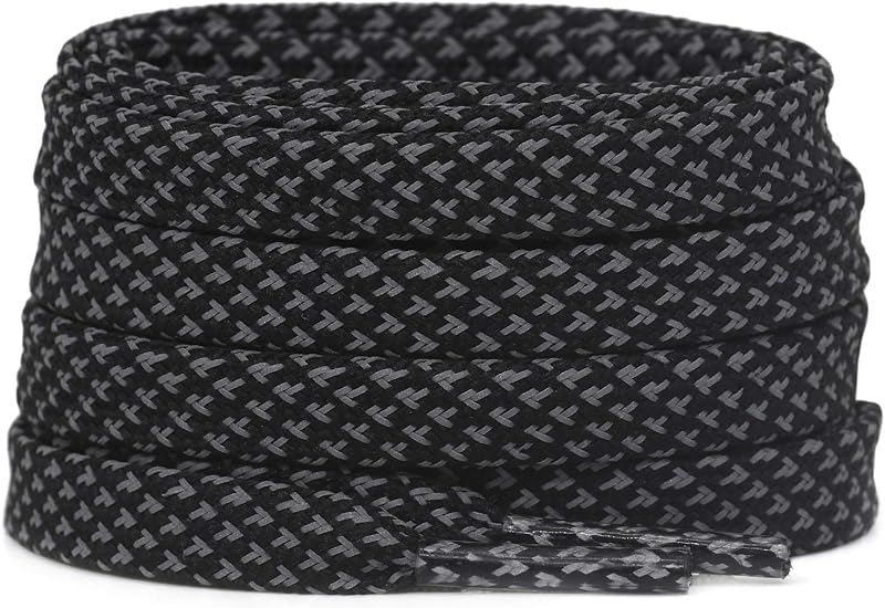 Flat Reflective Shoe Laces: 2 Pairs Safety Shoelaces for Sneakers | 8MM Wide, Shoestrings for Athletic Boots, Replacement Laces, Stay tied