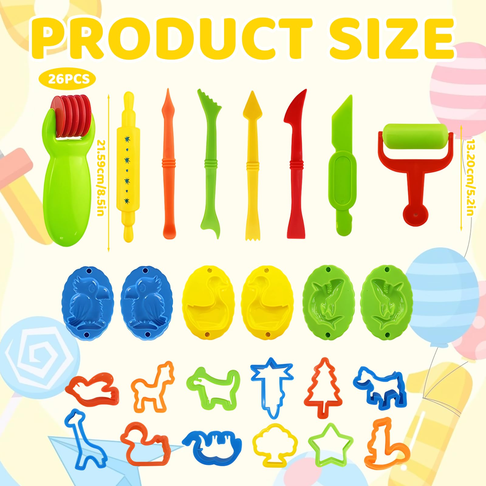 26Pcs Claydough Set, Clay Dough Tools, Claydough Accessories, Claydough Cutters Clay Roller and Modeling Tools - Image 2