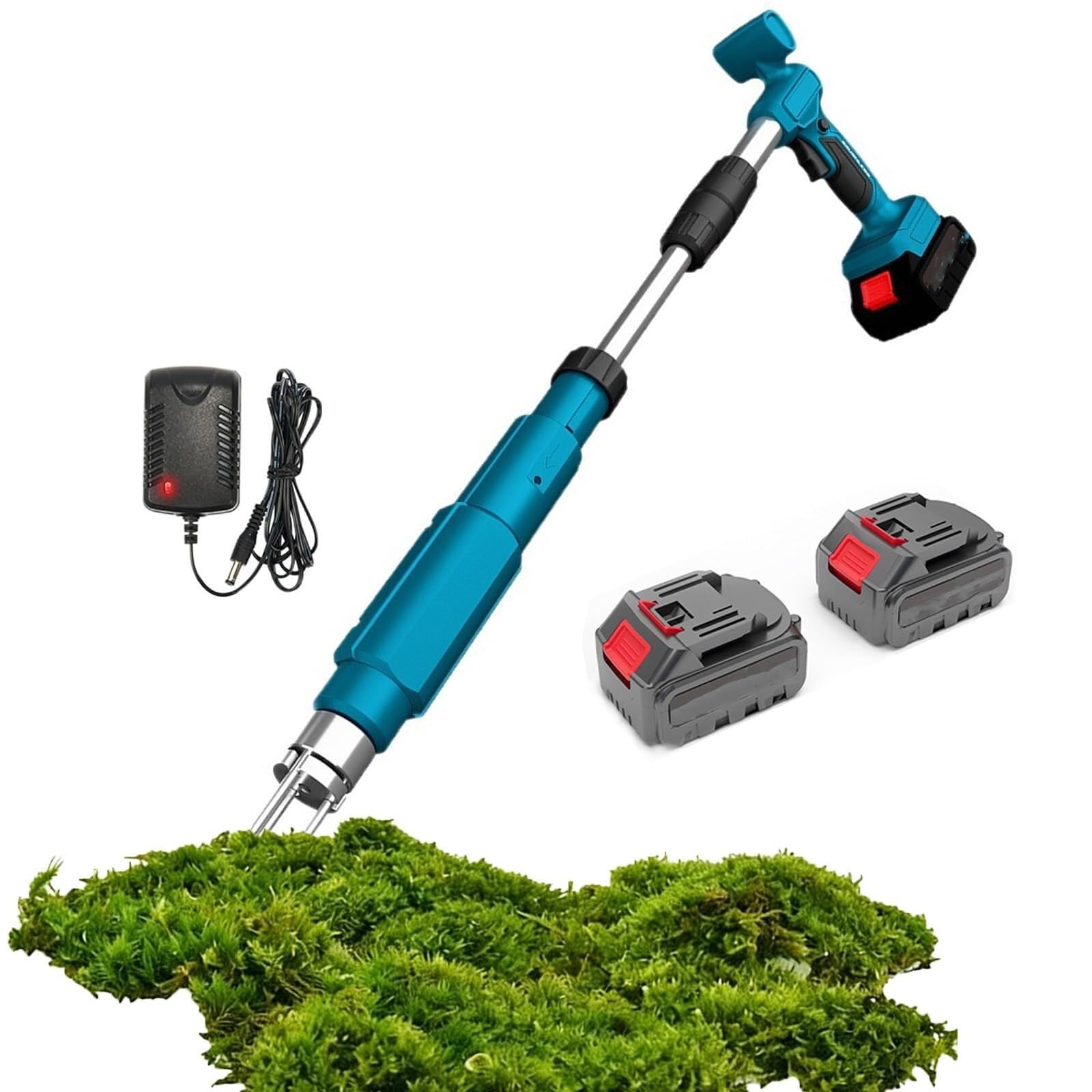 Kabelloses elektrisches Unkrautstecher-Werkzeug, Stand-up-Unkrautjäter | 3-Klauen-Wurzelentferner mit 2 Batterien, Unkrautjätgerät mit langem Griff für Rasen, Hof, Garten(5 knots)
