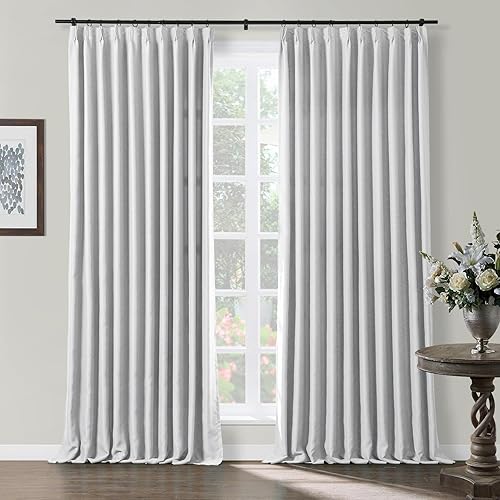 Miniatura 1 de TWOPAGES Cortina opaca extra larga de 120 pulgadas de largo, plisada gris y blanco con aislamiento térmico para sala de estar, 1 panel