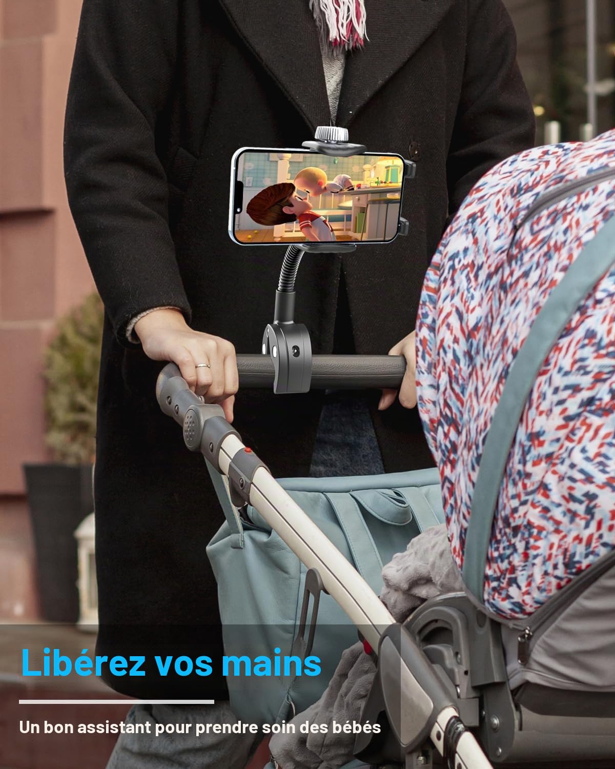 Support Téléphone Poussette Fauteuil Roulant Scooter [Flexible & Stable]