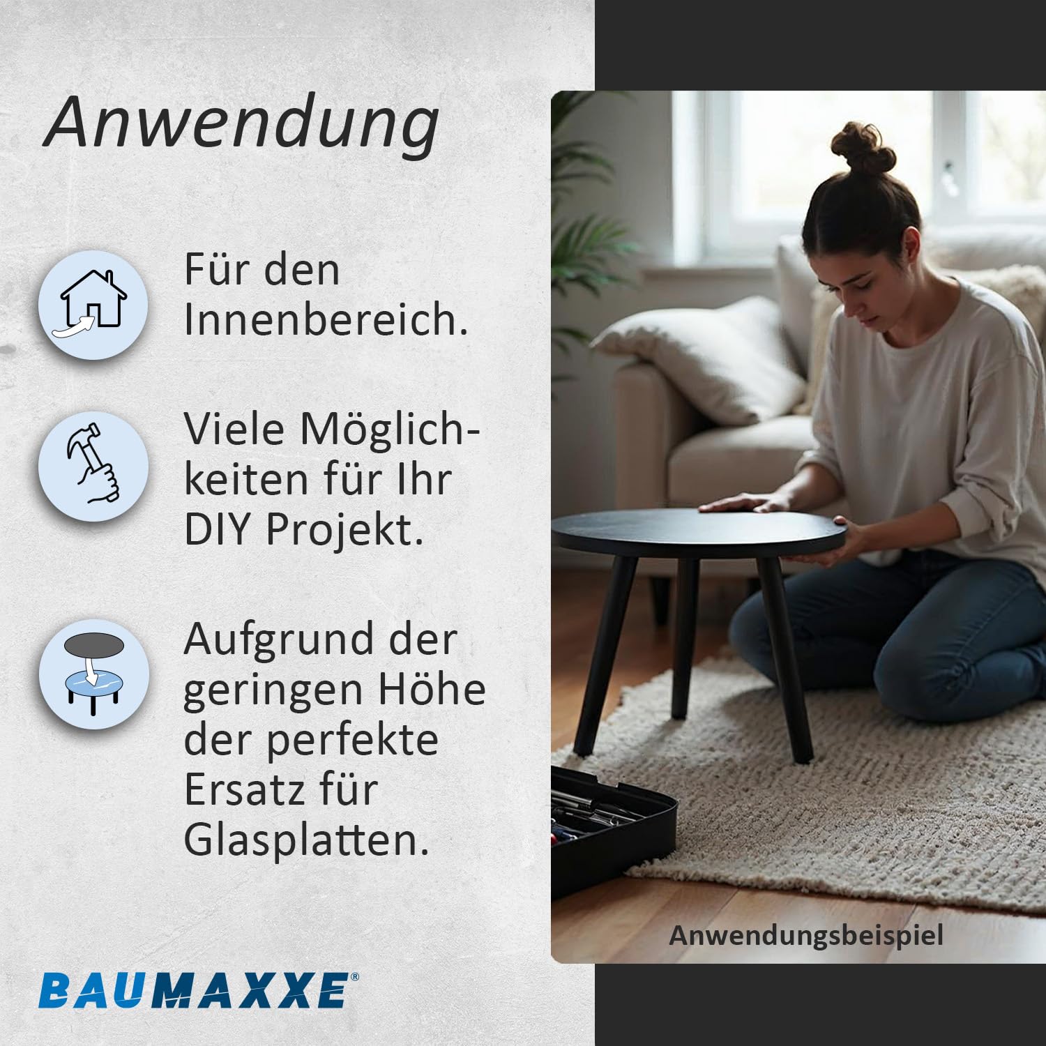 Tischplatte Rund 60 cm Holz I Stärke: 10 mm I schwarz Ash I MDF Platte Rund mit Melaminbeschichtung beidseitig I DIY-Projekte I bm335