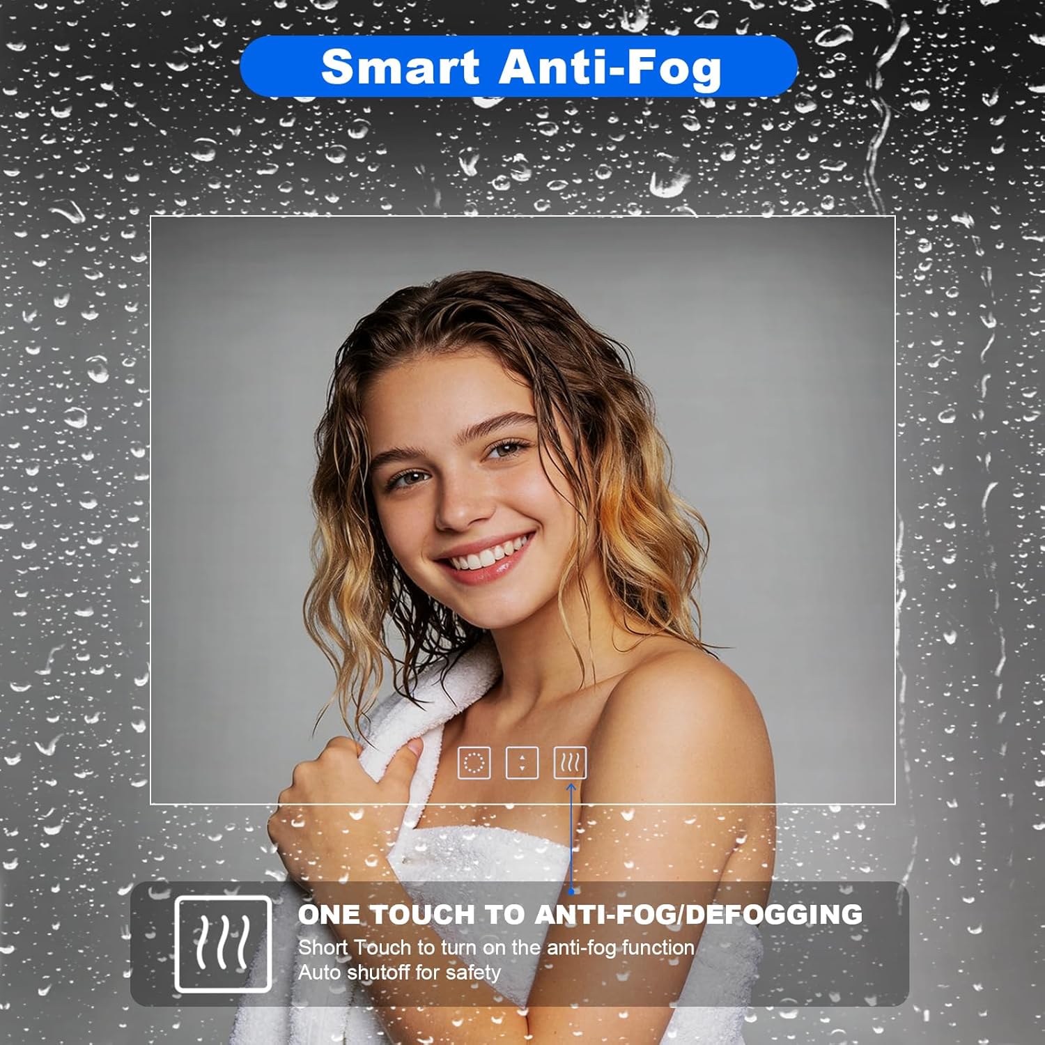 QAOYEDE Round LED Bathroom Mirror 25 Inch, Bathroom Vanity Mirror with Lights Backlit/Front, 3 Color Dimmable Brightness Anti-Fog Memory Function, Suitable for Smaller Bathrooms, UL Recognized