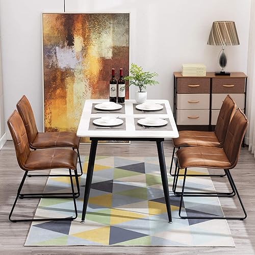 Miniatura 6 de Duhome - Juego de 2 sillas de comedor de piel sintética, modernas de mediados de siglo, sillas laterales con patas de metal para sala de estar,