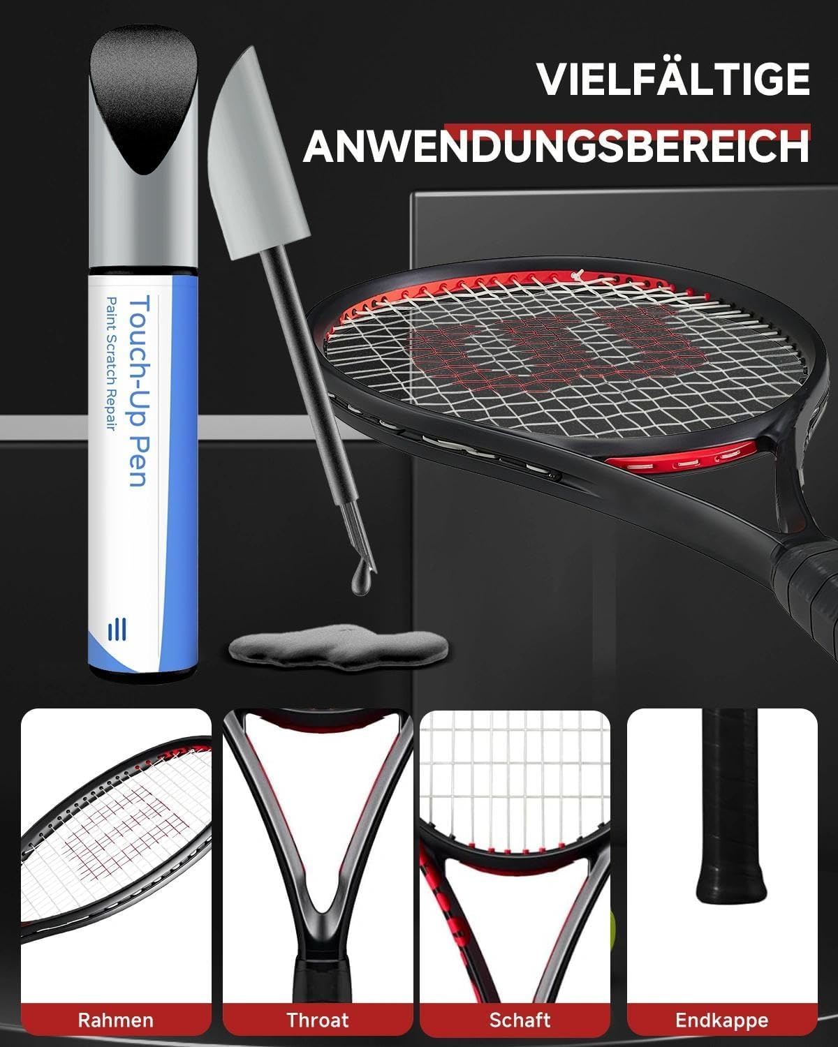 Pennarello nero per racchetta da tennis Wilson – Riparazione graffi e rinnovamento del colore