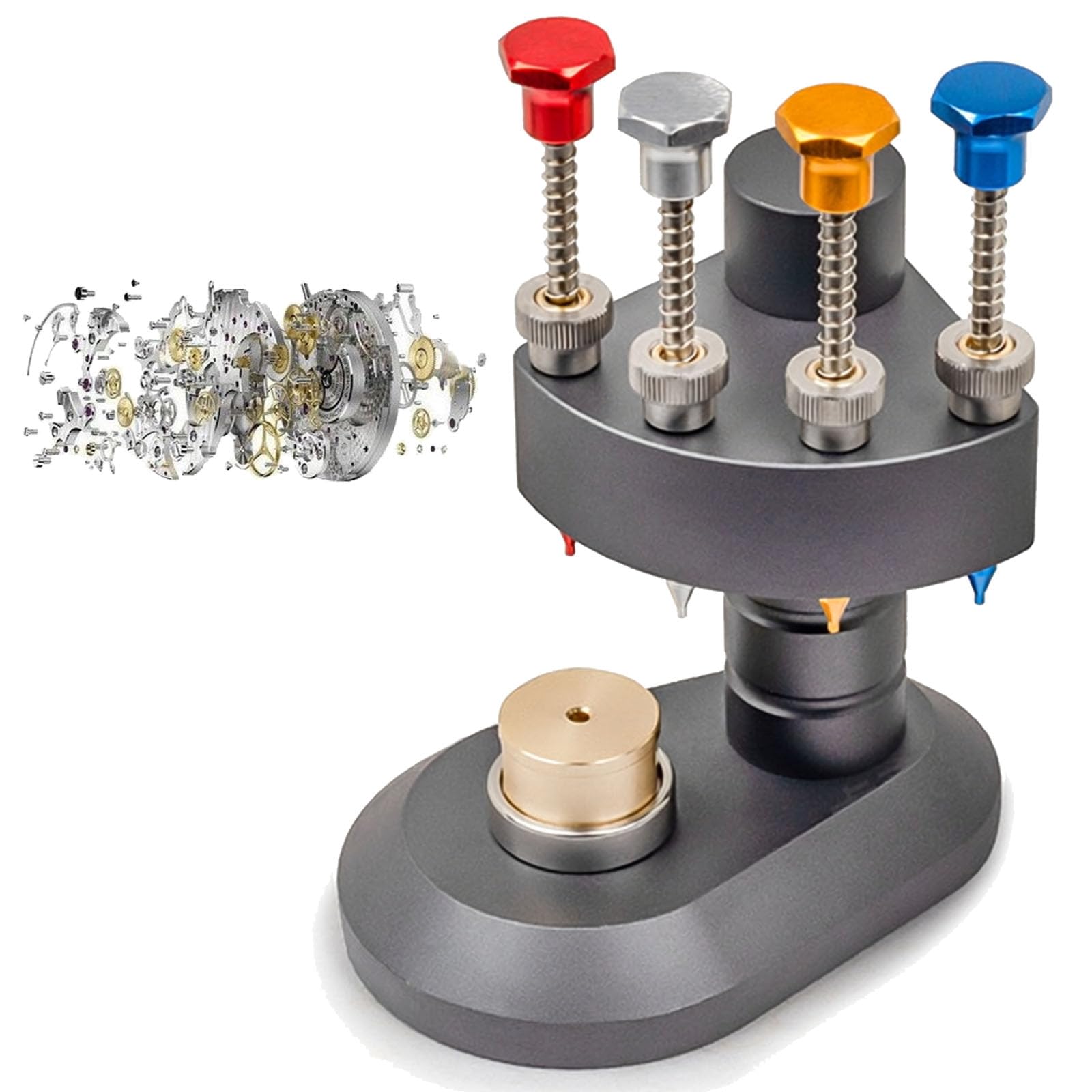 Prensa Industrial Para Máquinas, Herramienta Profesional Para Prensar Relojes Con Base Metálica Y Columna De Acero, Con Cabezal Y Soporte De Latón, Kit De Reparación De Precisión Para Relojeros