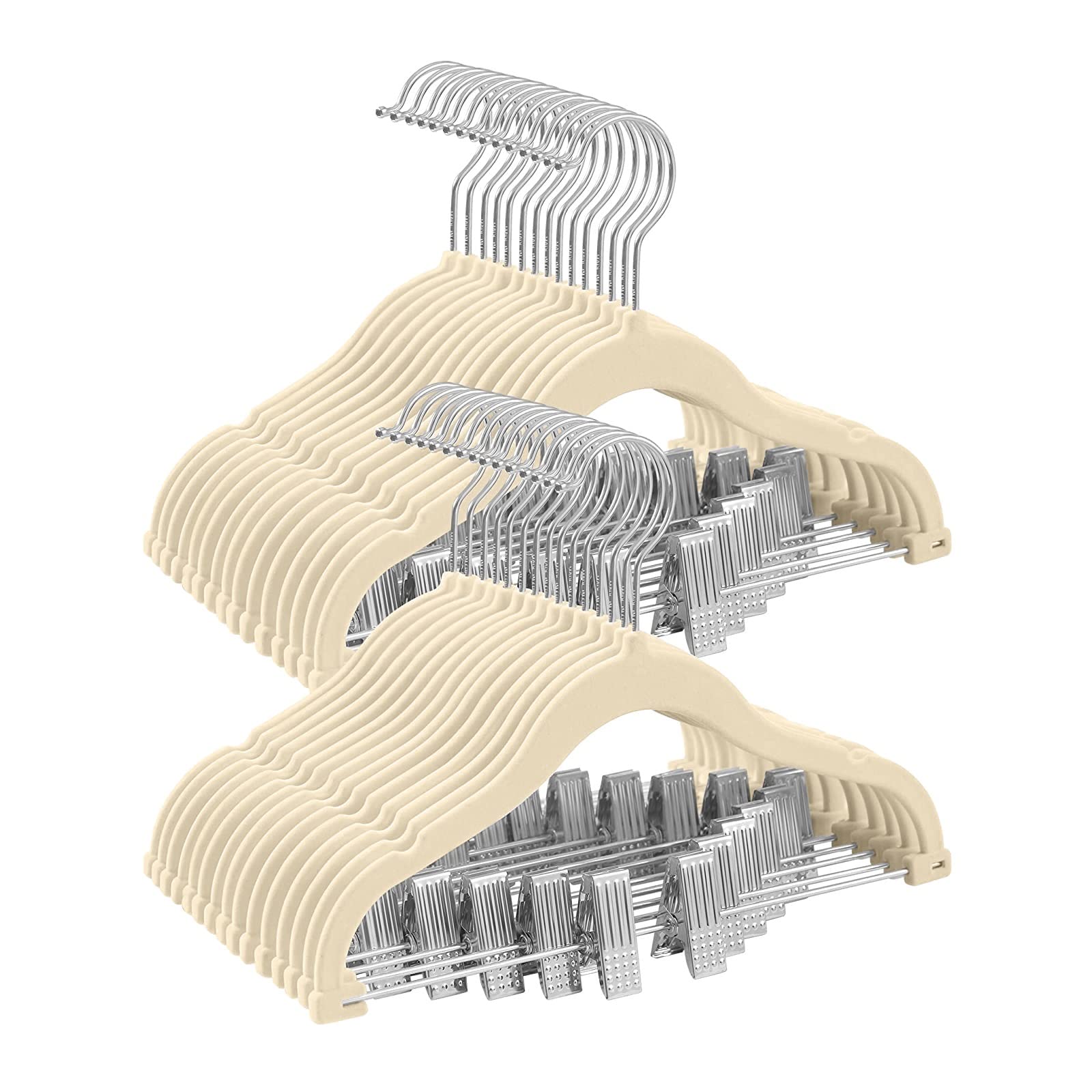 Red Dot Gift® Baby Velvet Pants Hangers, 20-Pack Non-Slip Clothes Hangers with clip for Kids,Space Saving,Kids Pants Hangers or Baby Closet Organizer… (Beige#)