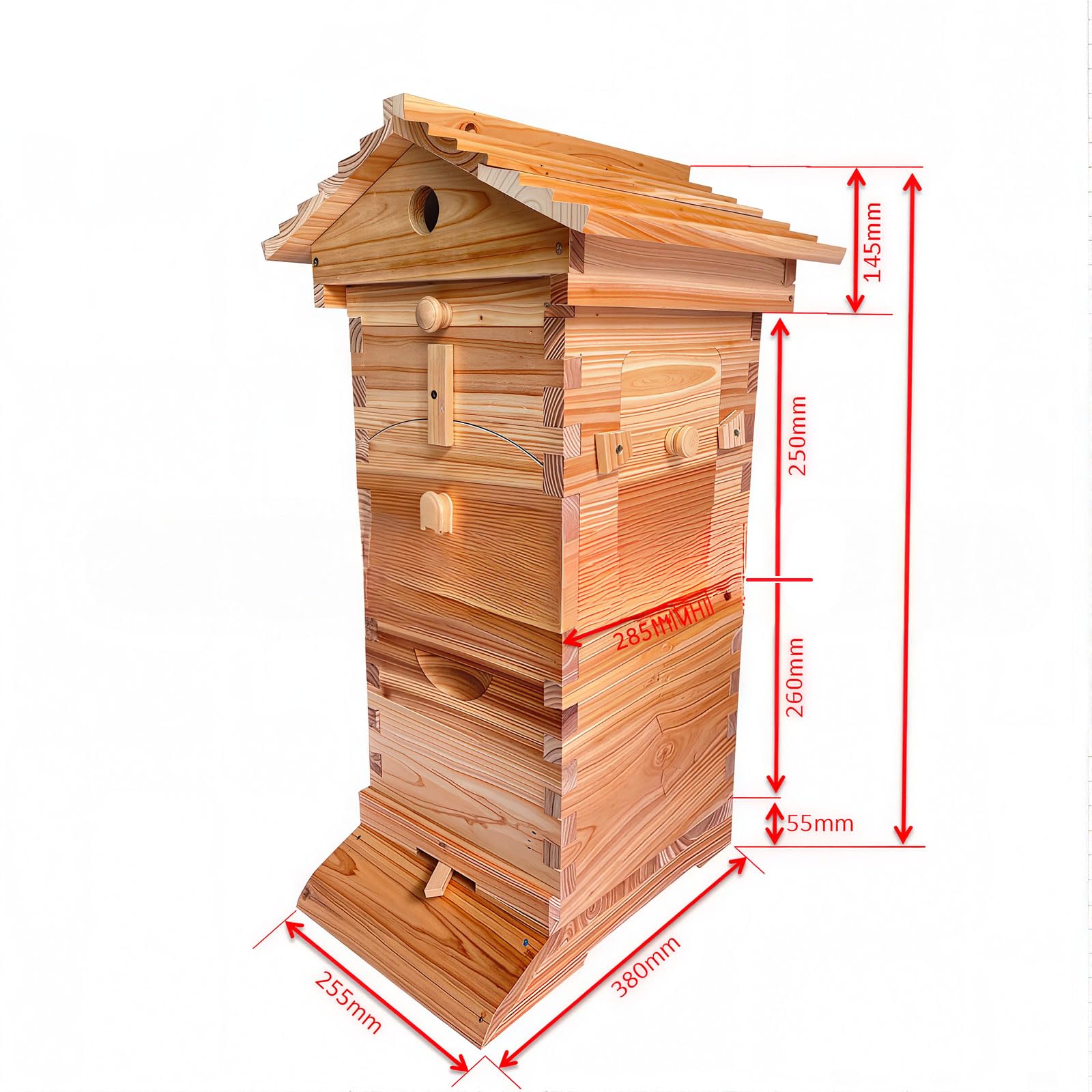 Professioneller Bienenstock mit selbstfließender Honigsammlung und belüftetem Design, ideal für Imker im Hinterhof, um Bienen zu überwachen und Honig sicher und einfach zu ernten