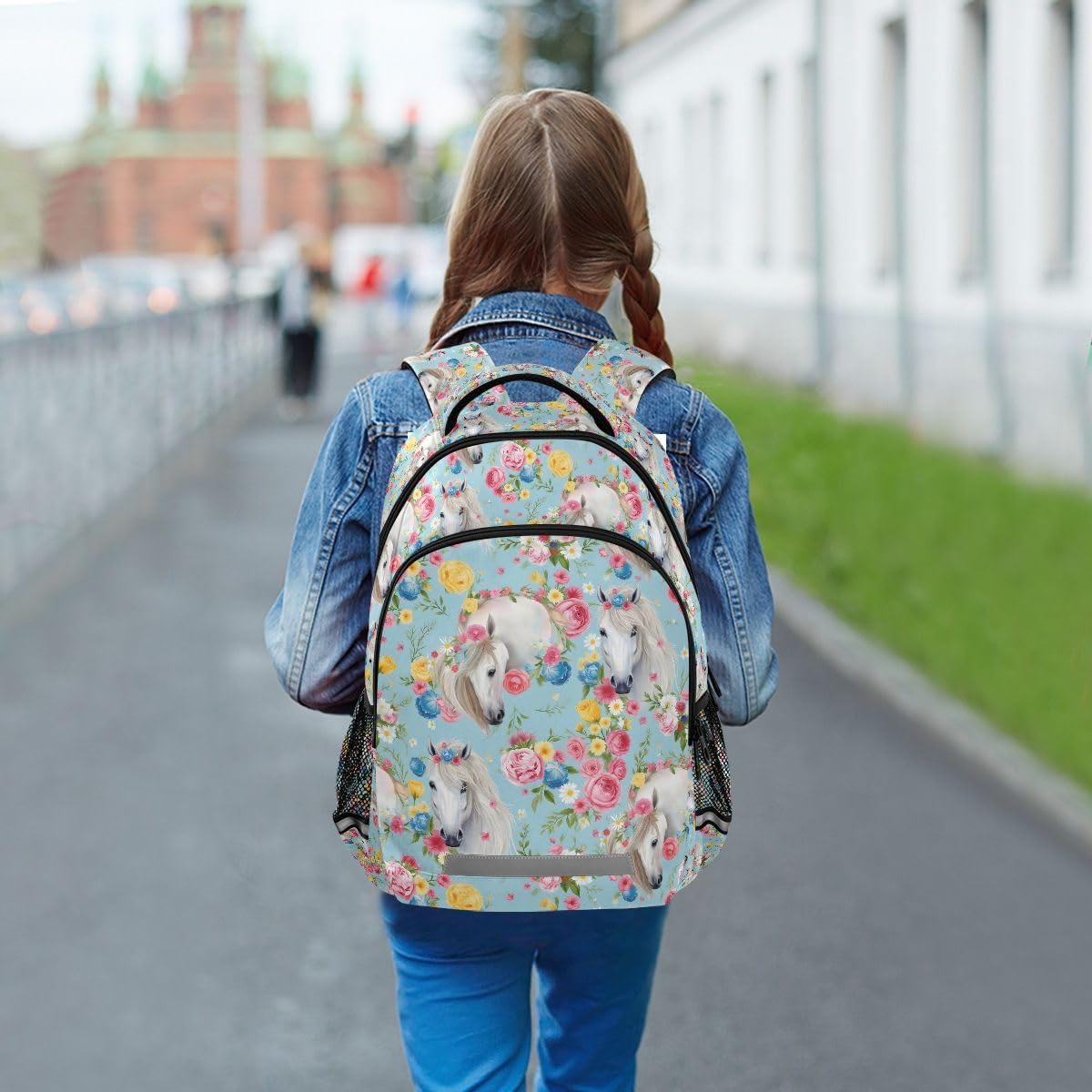 Horse Flowers Backpacks For Kids Fairytale Student Backpack Bookbag For Boys Girls Casual Bag