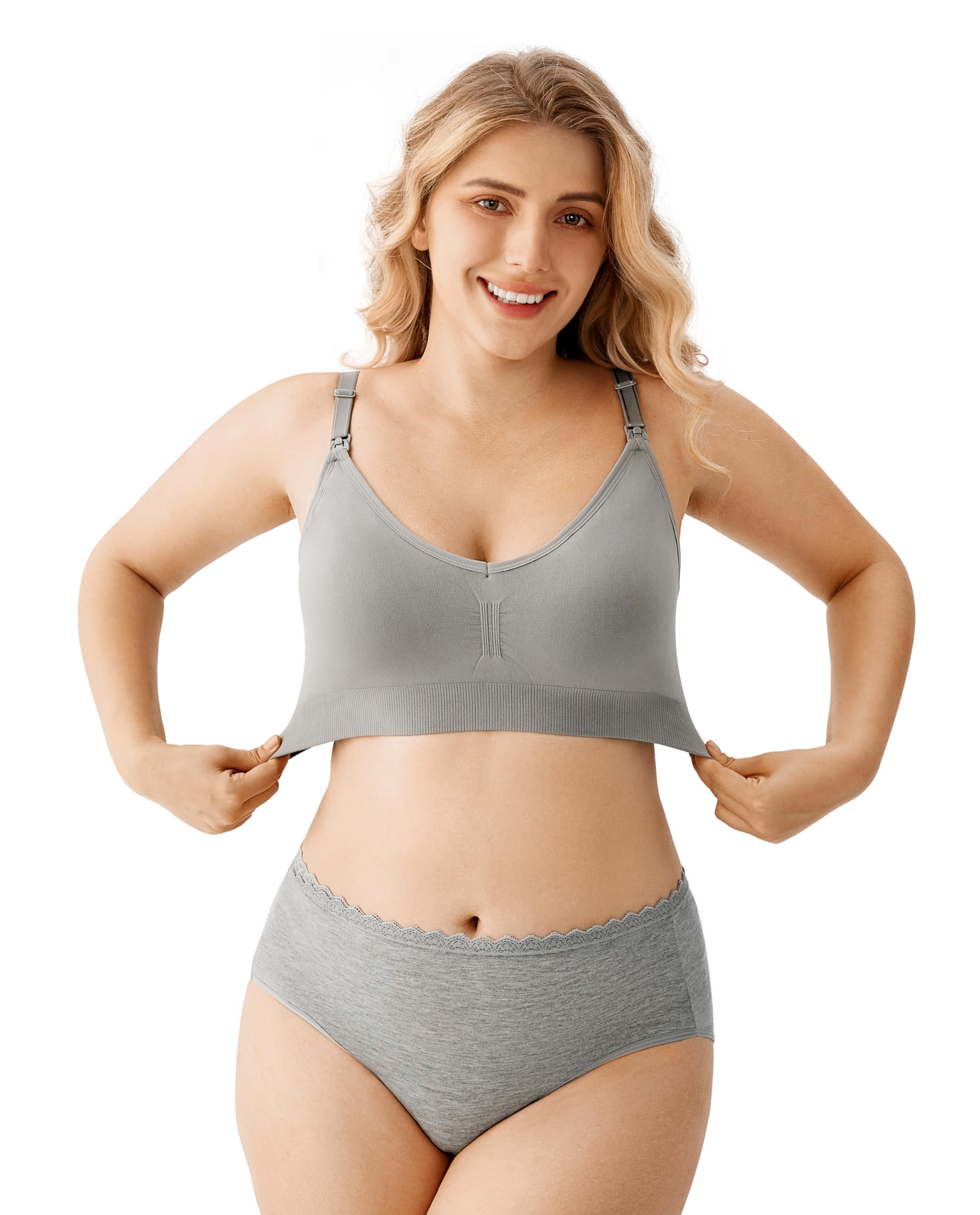 HBselect 3 PCS Reggiseno Allattamento con Estensione Reggiseno Bra Donna Morbido e Traspirante Reggiseno Senza Ferretto e Senza Cuciture