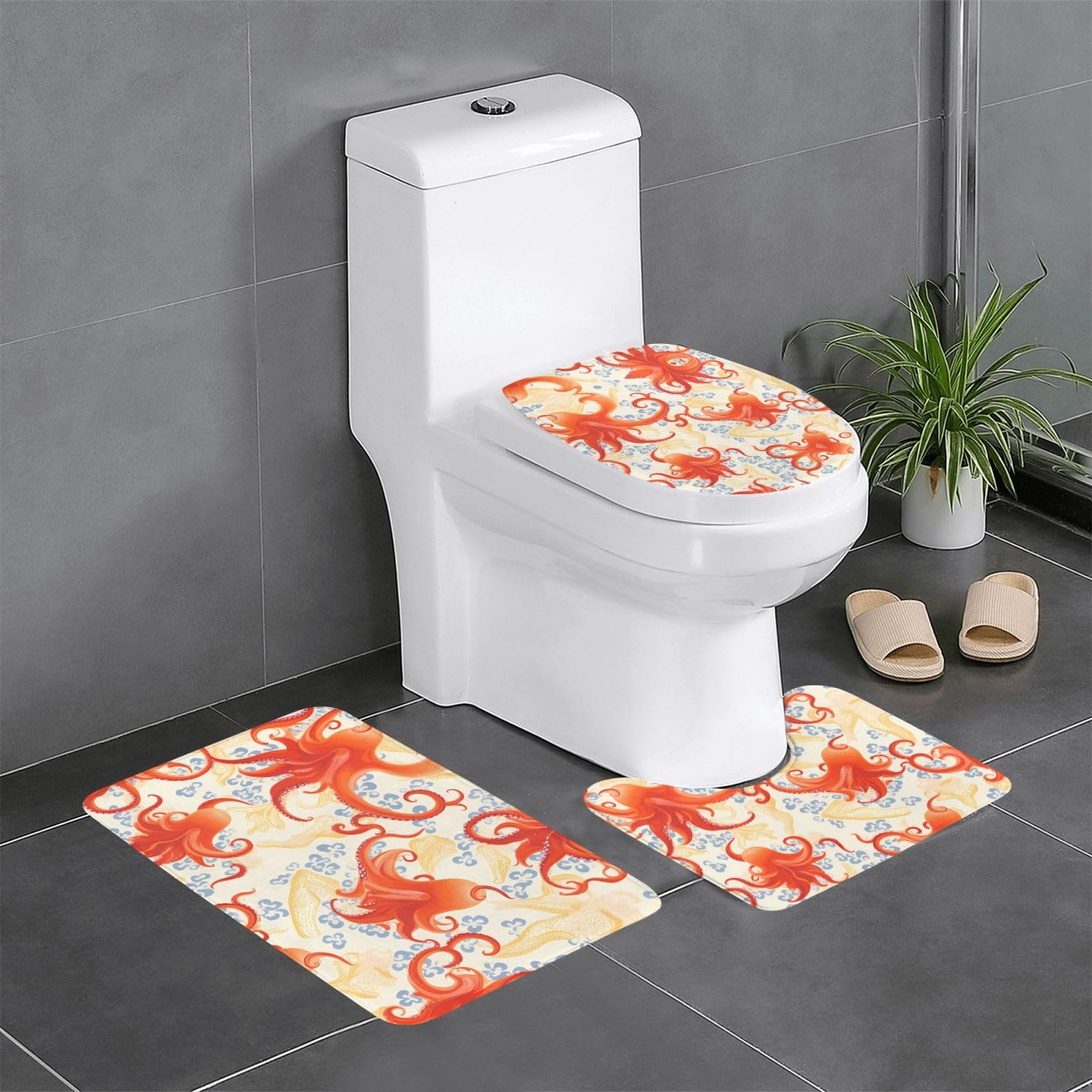Tapis de salle de bain HJFCZH lot de 3 pièces imprimé anti-glisse 61x40cm
