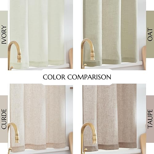 Miniatura 6 de jinchan Cortinas de cocina, juego de cortinas texturizadas de lino de nivel corto, filtrado de luz para sala de estar, baño, ideal para cafetería,