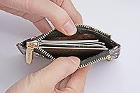 Vista 12 de Carteras pequeñas de cuero delgado para mujeres, tarjetero, cartera, monedero con llavero beige (B-Beige)