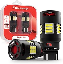 Nakamichi T20 7443 7441 7444(W21/5W) SMD LED Car Bulb with CANBUS Fan 12000RPM Error Free for Reverse Brake Turn Signal Tail Light (Xenon White, 30 LED, Pack of 2)