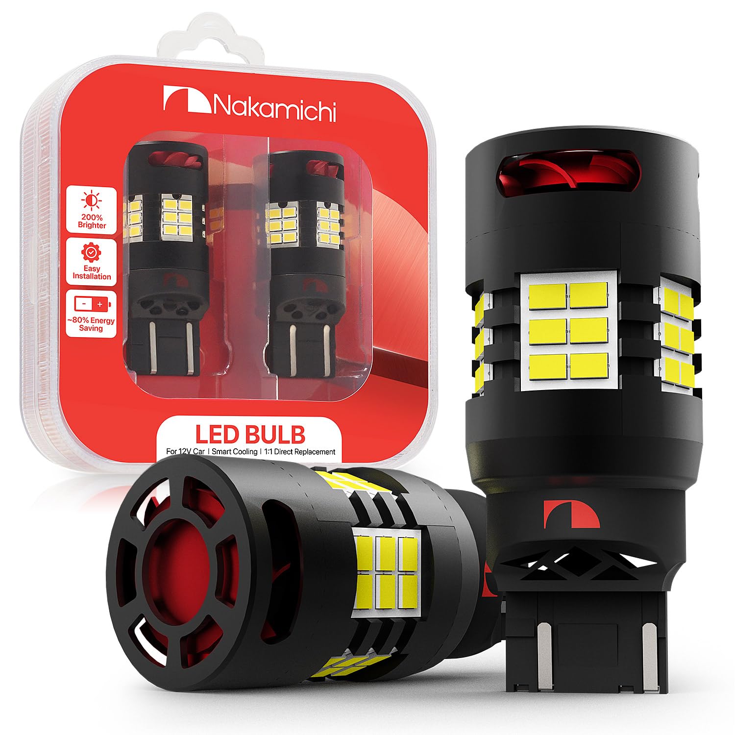 Bombilla LED T20 7443 sin error CANBUS de 30 LED SMD Blanco Xenón para luz de freno 8