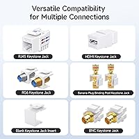 Vista 3 de [UL Listed] Cable Matters - Juego de 10 placas de pared de perfil bajo de 4 puertos Keystone, placa de pared RJ45 para tomas Keystone en blanco