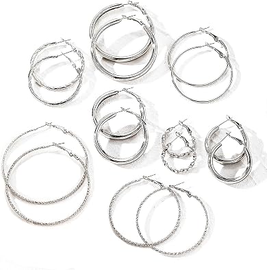 17IF 16-24 Pairs Gold Silver Black Earring Set for Women, Chunky Earring