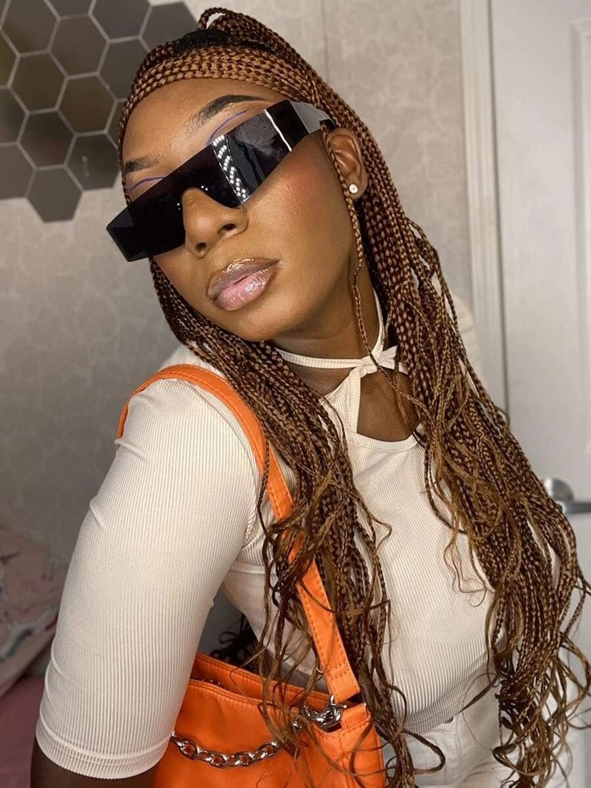 AIEYEZO Moda moderna Senza Montatura Futuristico Avvolgere Occhiali Da Sole Donne Uomini Cyberpunk Visiera Occhiali Da Sole Trendy Future Shades