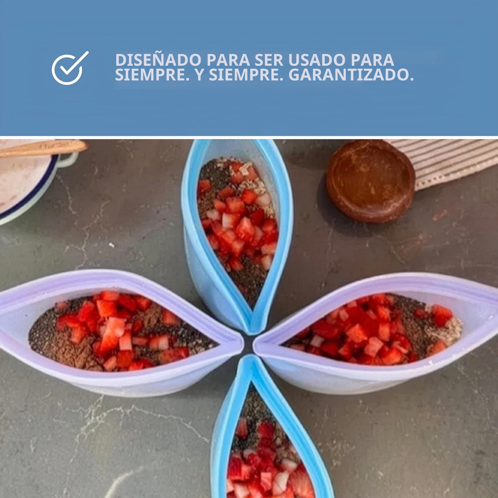 Stasher Bolsa de almacenamiento reutilizable de silicona, paquete de 3 cuencos (transparente) | Contenedor de almacenamiento de comida para comida