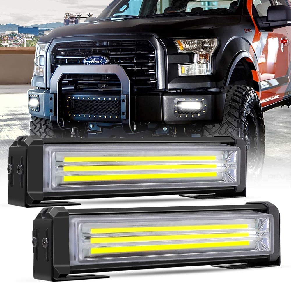 Automaze 12V Car Flash Light All White LED COB Car Warning Light Police Emergency Flasher Strobe Lamp (White-Flasher)