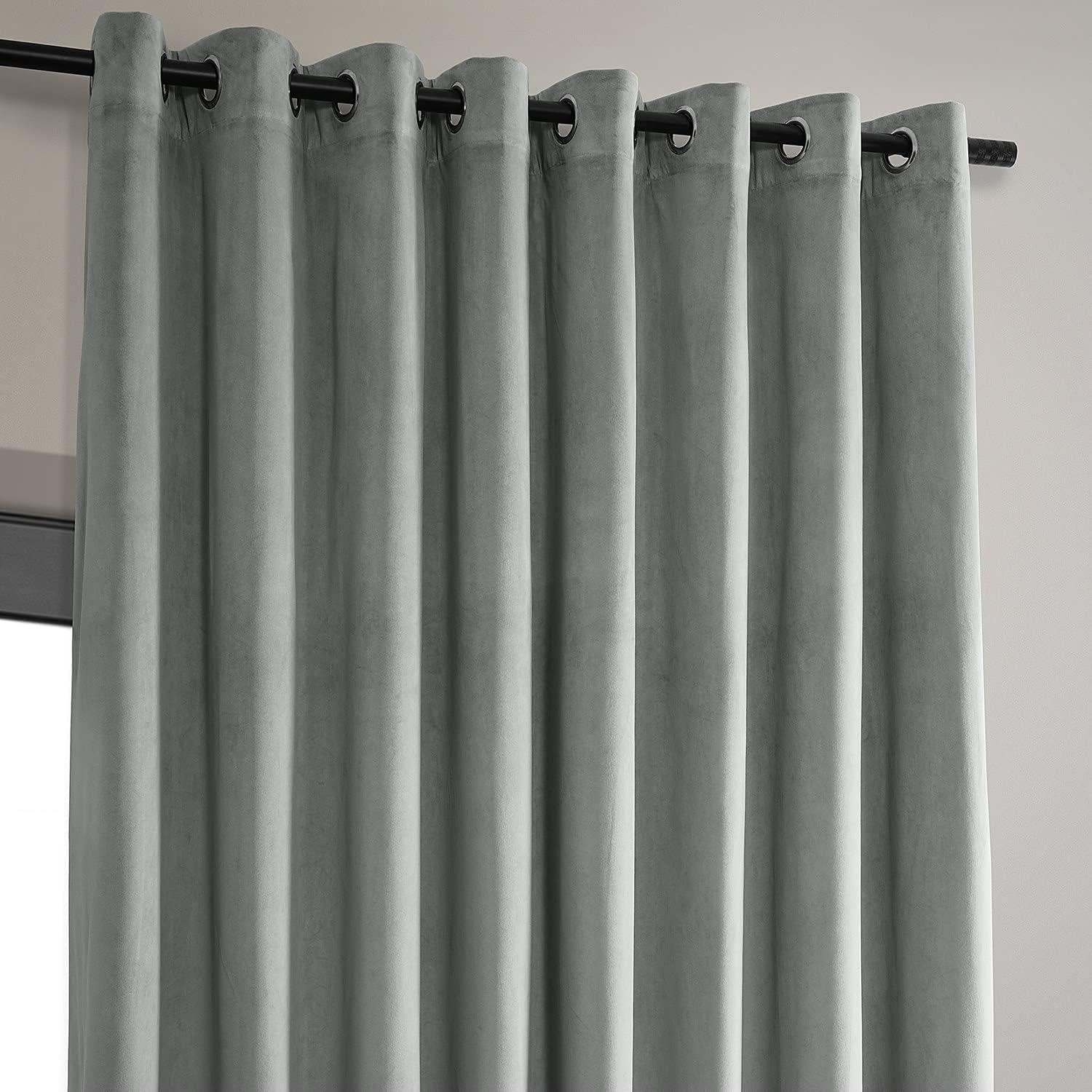HPD Half Price Drapes Extra Wide Grommet Blackout Velvet Curtains 108 Inches Long Heat & Full Light Blocking Blackout Curtains for Bedroom & Living Room (1 Panel), 100W x 108L, Silver Grey
