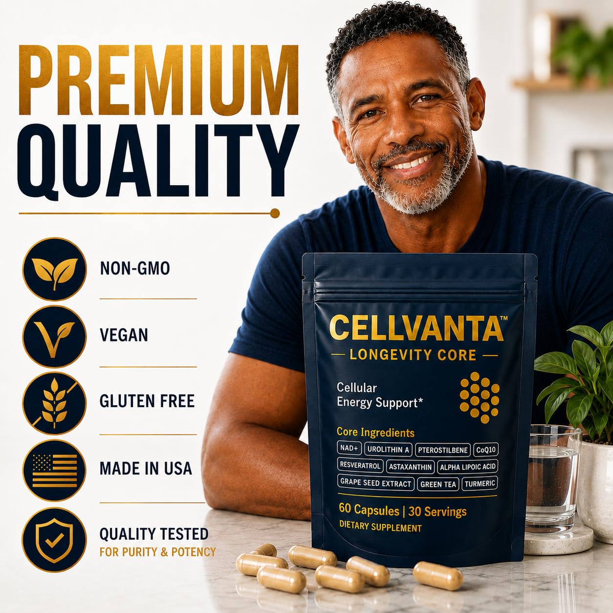 Cellvanta Cellular Energy Support - Urolithin A, NAD+, CoQ10, Resveratrol — Amazon image 8