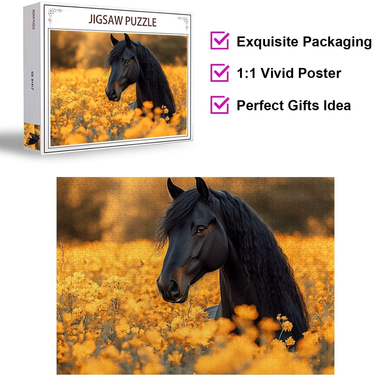 Puzzle 4000 elementów kwiat wyzwanie klasyczne puzzle, n-296 | Rodzinne puzzle, zajęcia relaksacyjne, trudna sztuka puzzle koń, imponujące wyzwanie, prezent dla kobiet