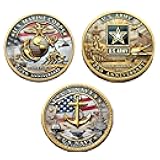 250th Anniversary U.S. Armed Forces Commemorative Coin - Patriotic Military Collectible with Engraved Service Branch Insignia，Patriotic Marine Corps Collectible (All-3pcs)