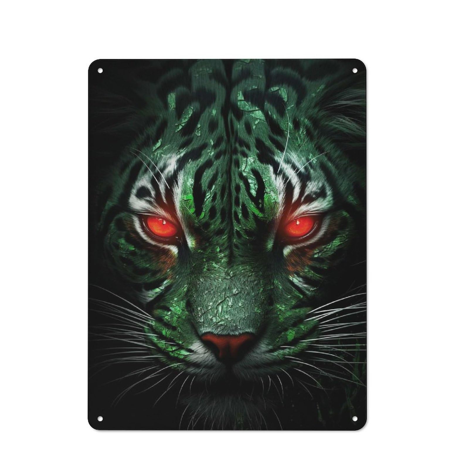 Green Black Tiger Animal Metal Wall Plaque 40x30cm, Simple Retro Studio Wall Plaque for Office, Study, Studio Or Hallway