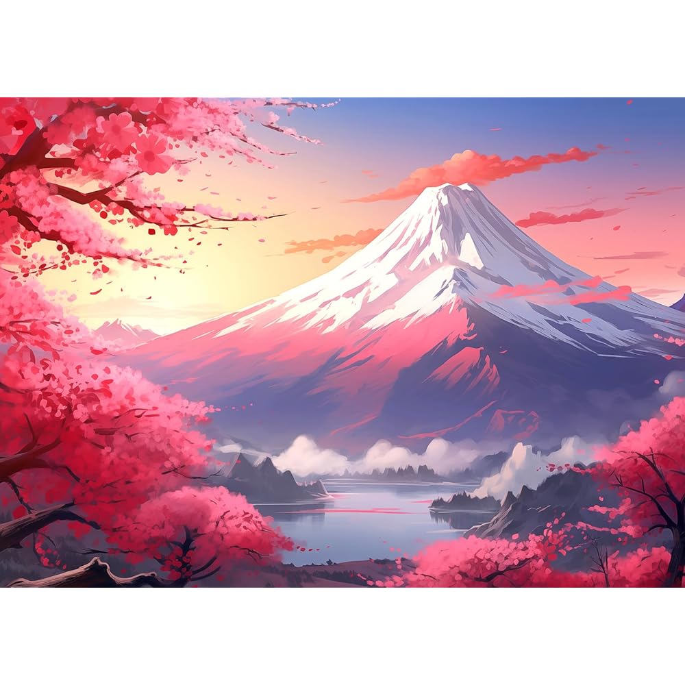 1000 Piece Puzzle for Adults Iceberg Sakura Jigsaw Puzzles 1000 Pieces Cherry Blossom Puzzles for Adults 1000 Pieces Mount Fuji Oil Painting Pieces Jigsaw Puzzles for Teens Seniors Brain Teaser