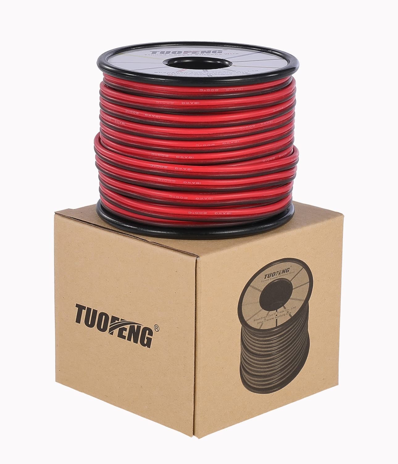 TUOFENG 20 awg silikonowy przewód elektryczny przedłużający kabel 60 metrów kołowrotek [czarny 30 m czerwony 30 m] 2 przewody równoległe przewód przewodu elastyczny 20 mm podłączenie beztlenowe nitki ocynkowany drut miedziany