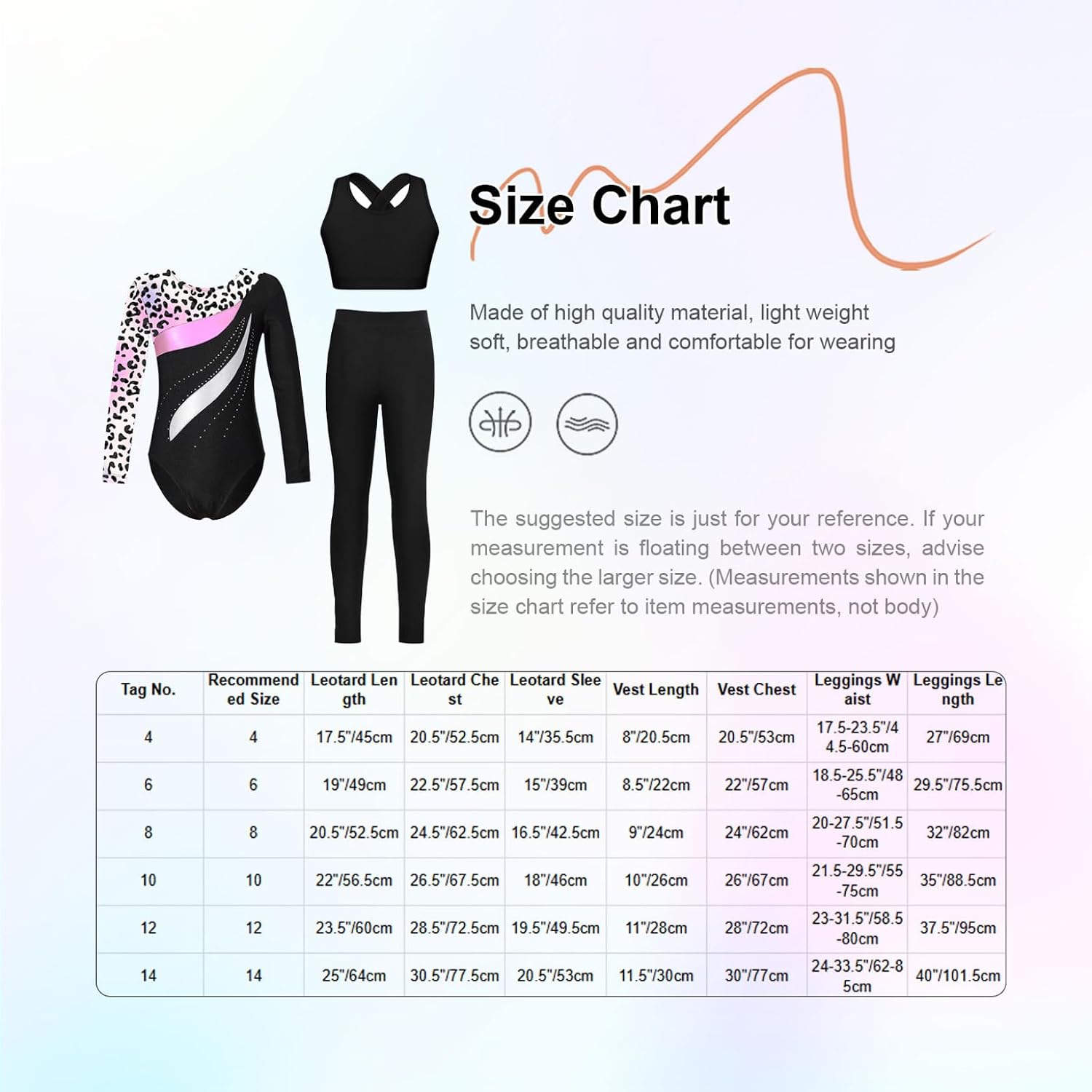 Gymnastics Leotards for Girls Long Sleeve Bodysuit with Cross Back Vest and Leggings Kids Dancewear Set
