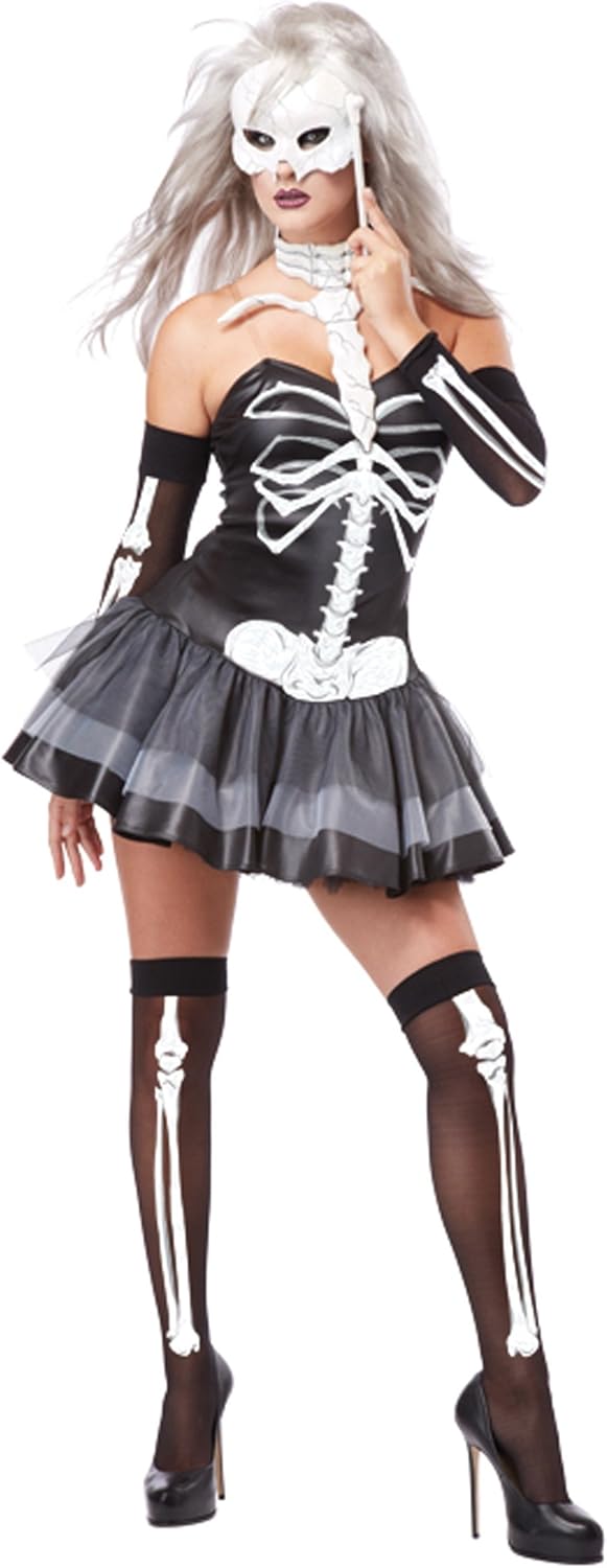 California Costumes Women's Platium Collection - Skeleton Masquerade Adult, Black/White, X-Small