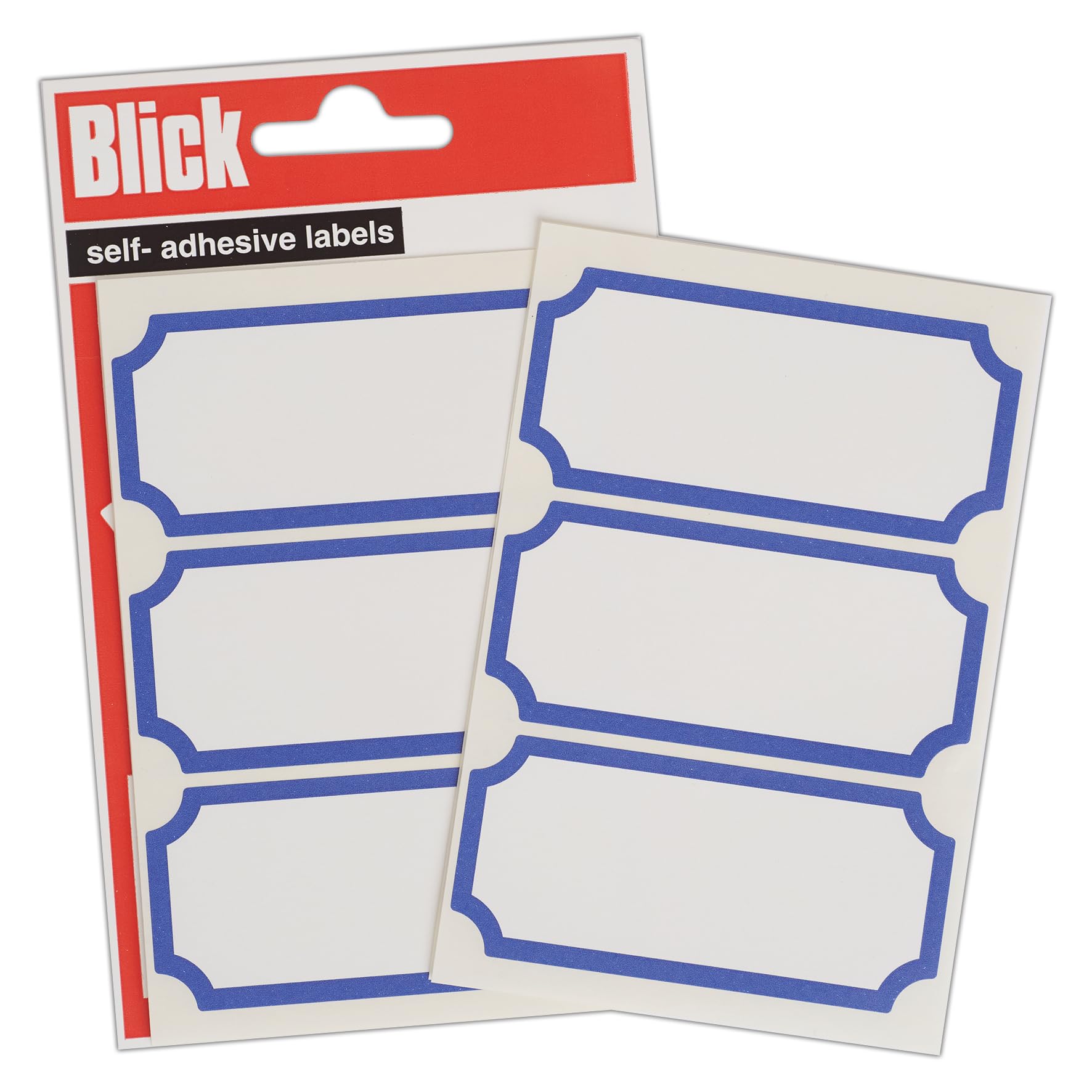 Blick Labels, Blue, Self Adhesive Stickers, Border, 34mm x 75mm, 21 Labels, for Home, Office, Family, School, Letters