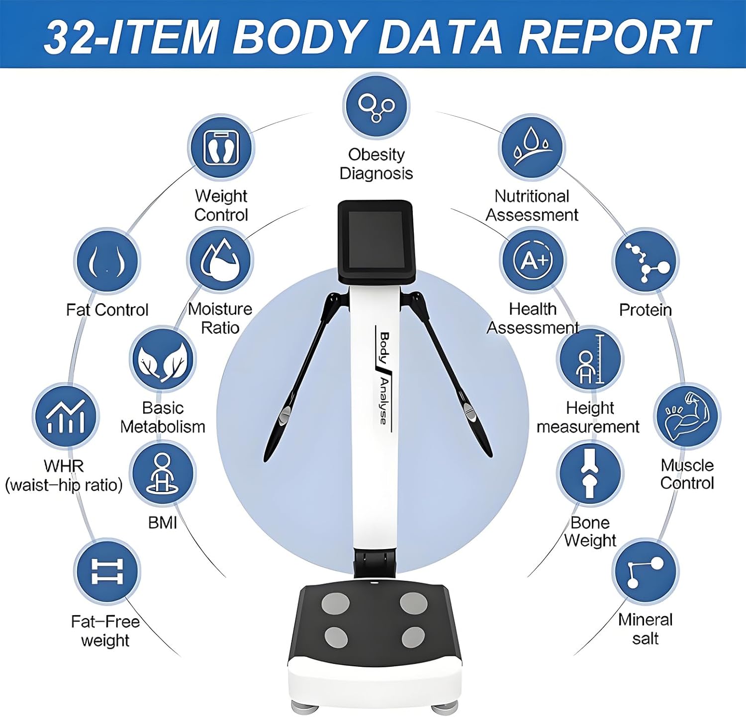 Digital Weight Scale for Home Gym,10.1-inch HD Touch Screen Body Fat Scale Body Composition Analyzer BMI Scale, for Gym/Fitness，117x60x40 cm